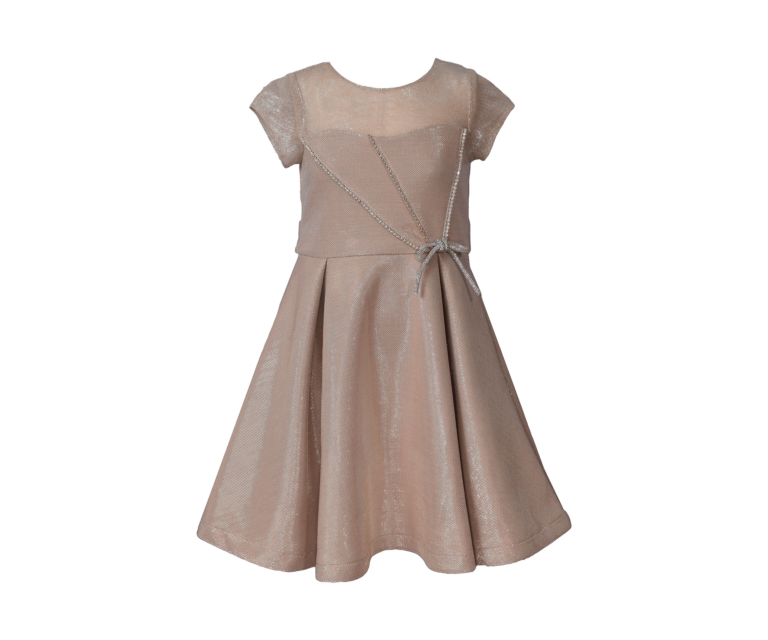 Girls 7-16 Short Sleeve Bonded Glitter Skater Dress