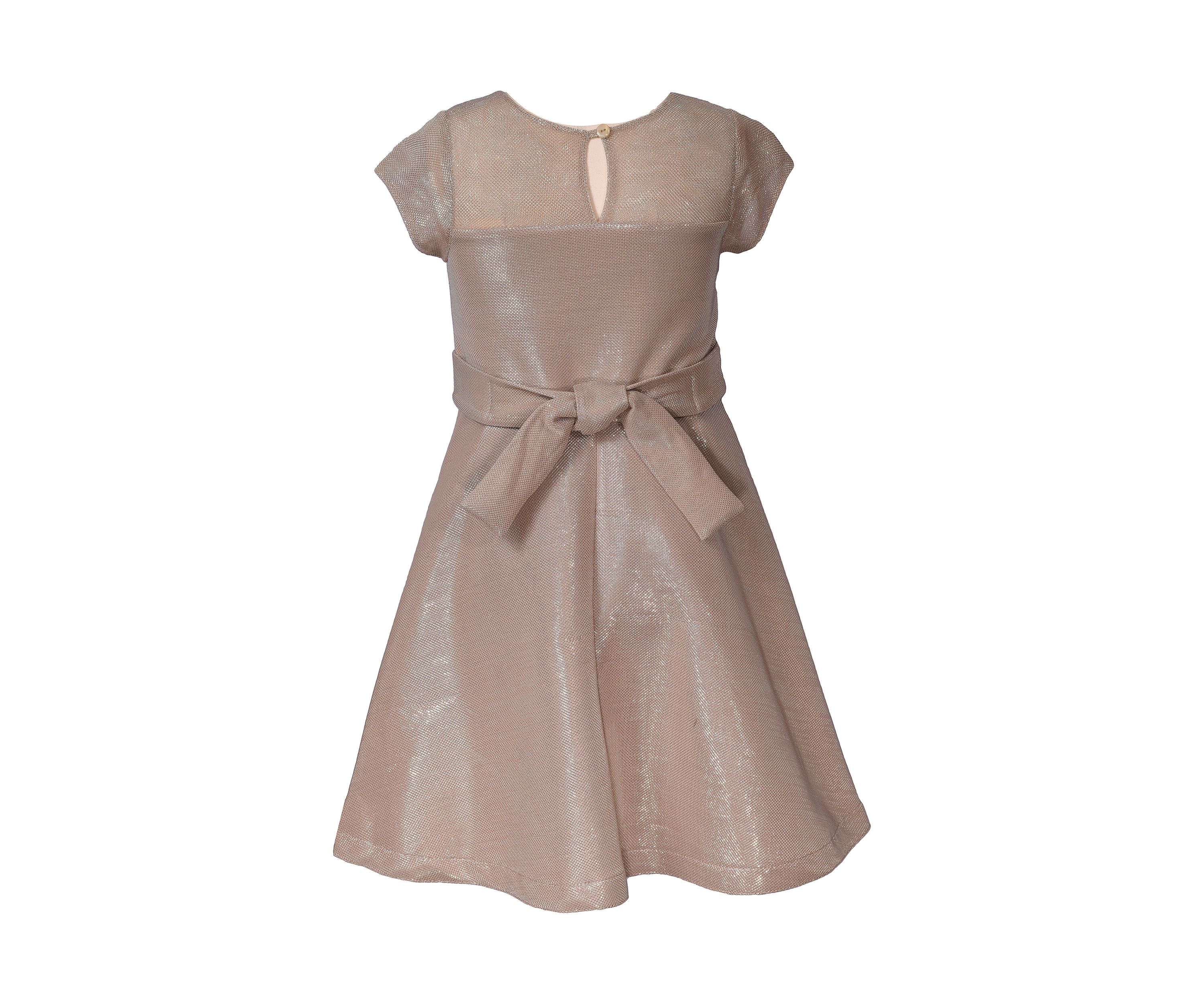 Girls 7-16 Short Sleeve Bonded Glitter Skater Dress