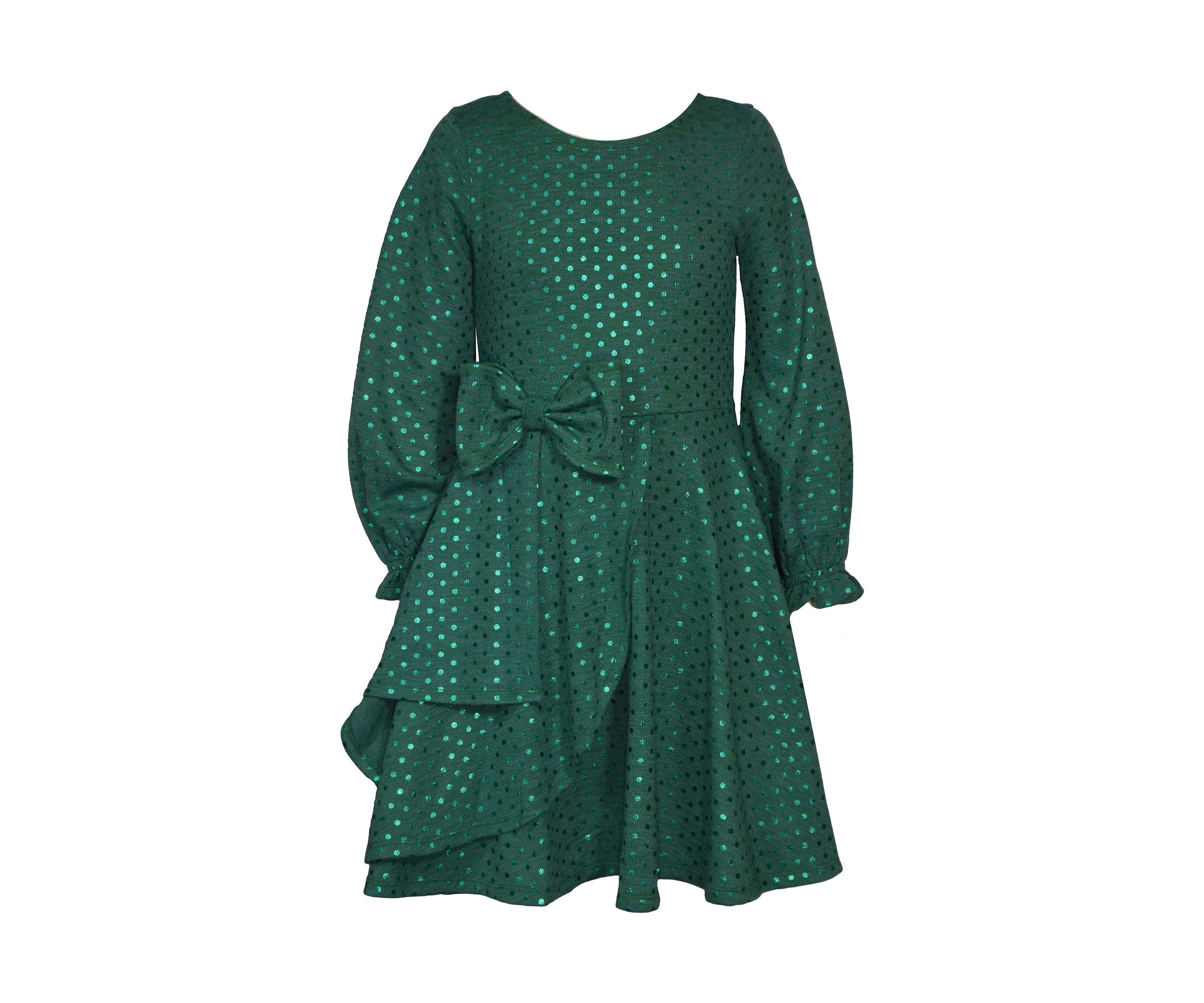 Girls 7-16 Long Sleeve Polka Dot Dress