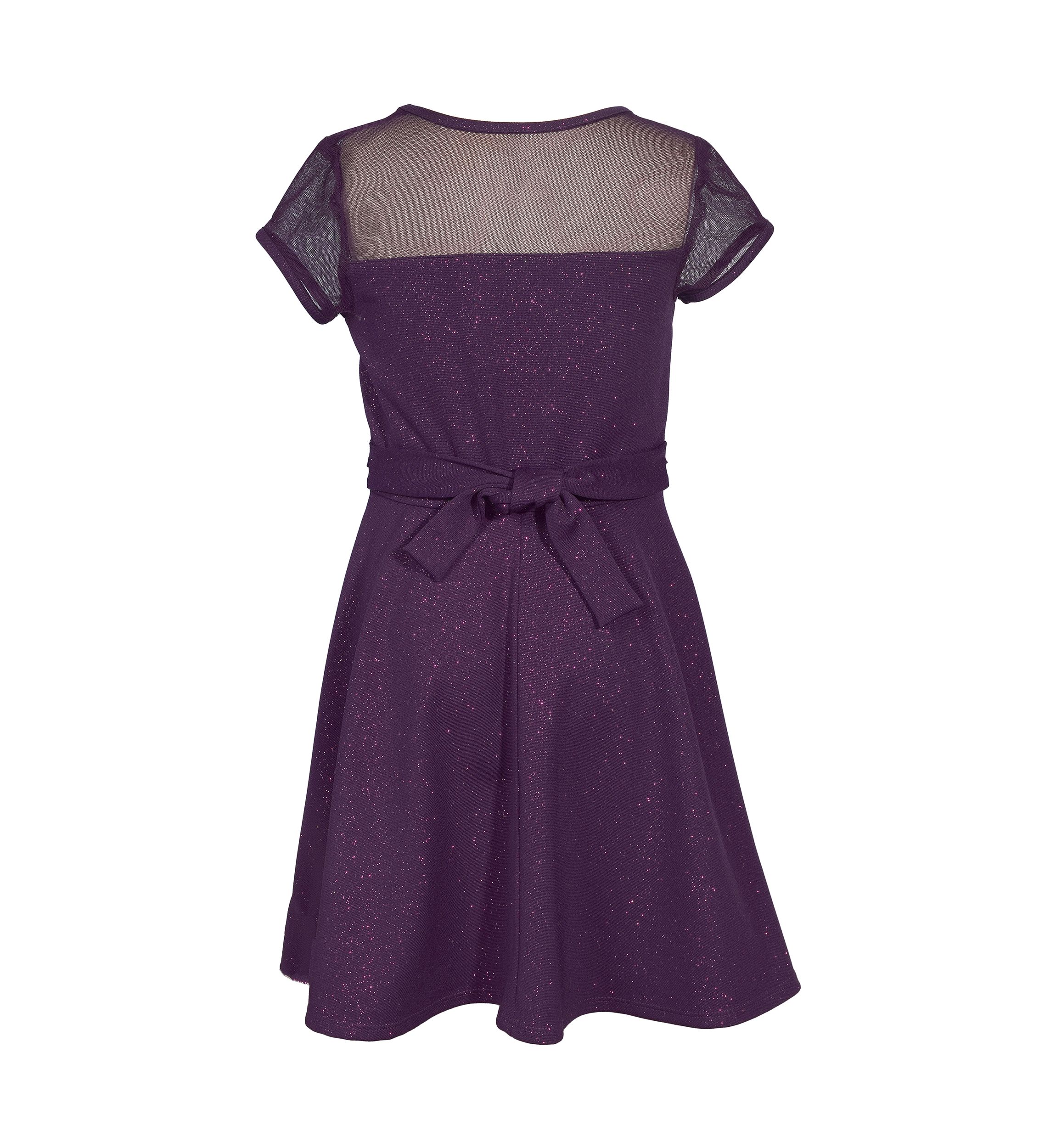 Girls 7-16 Short Sleeve Sparkle Bow Skater Dress
