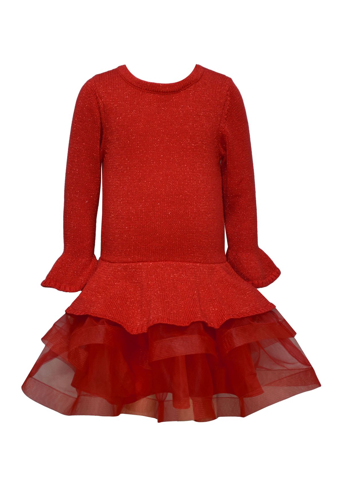 Girls 7-16 Red Sparkle Knit Tutu Drop Dress