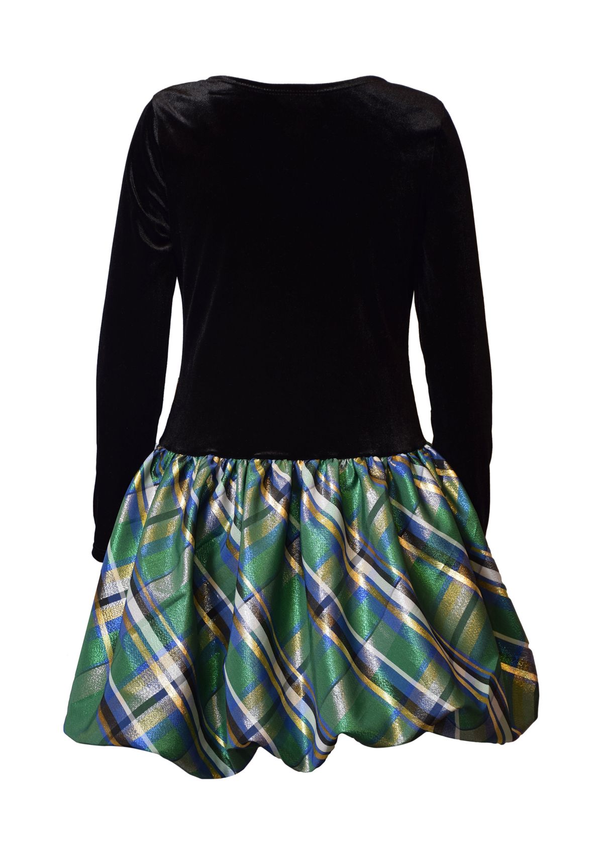 Girls 7-16 Velvet Plaid Bubble Dress