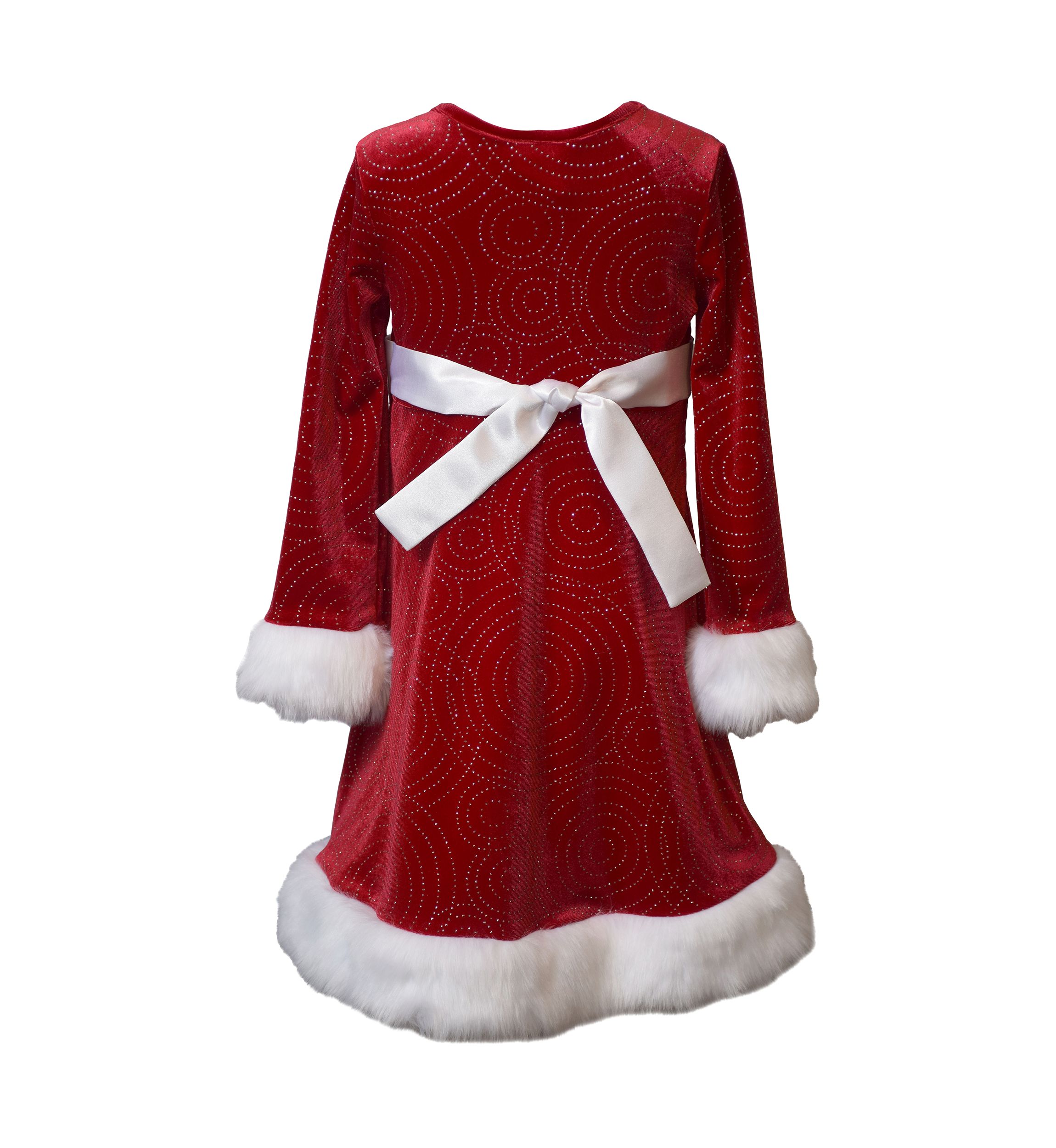Bonnie Jean Girls 7-16 Red Sparkle Swirl Santa Dress | Belk