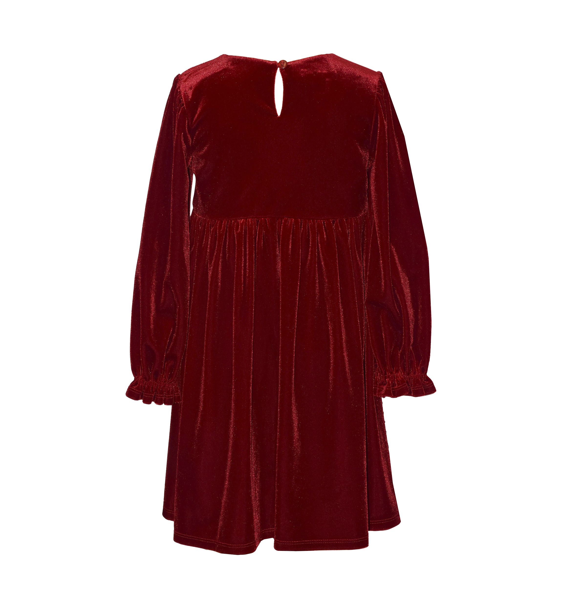 Girls 7-16 10 Red Velvet Bow Front Dress