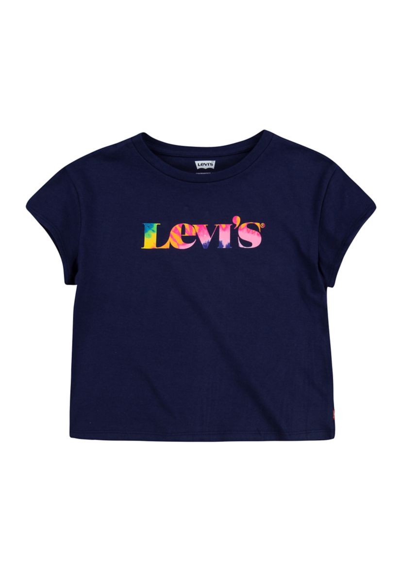 Girls 4-6x Drop Shoulder Box Logo Graphic T-Shirt