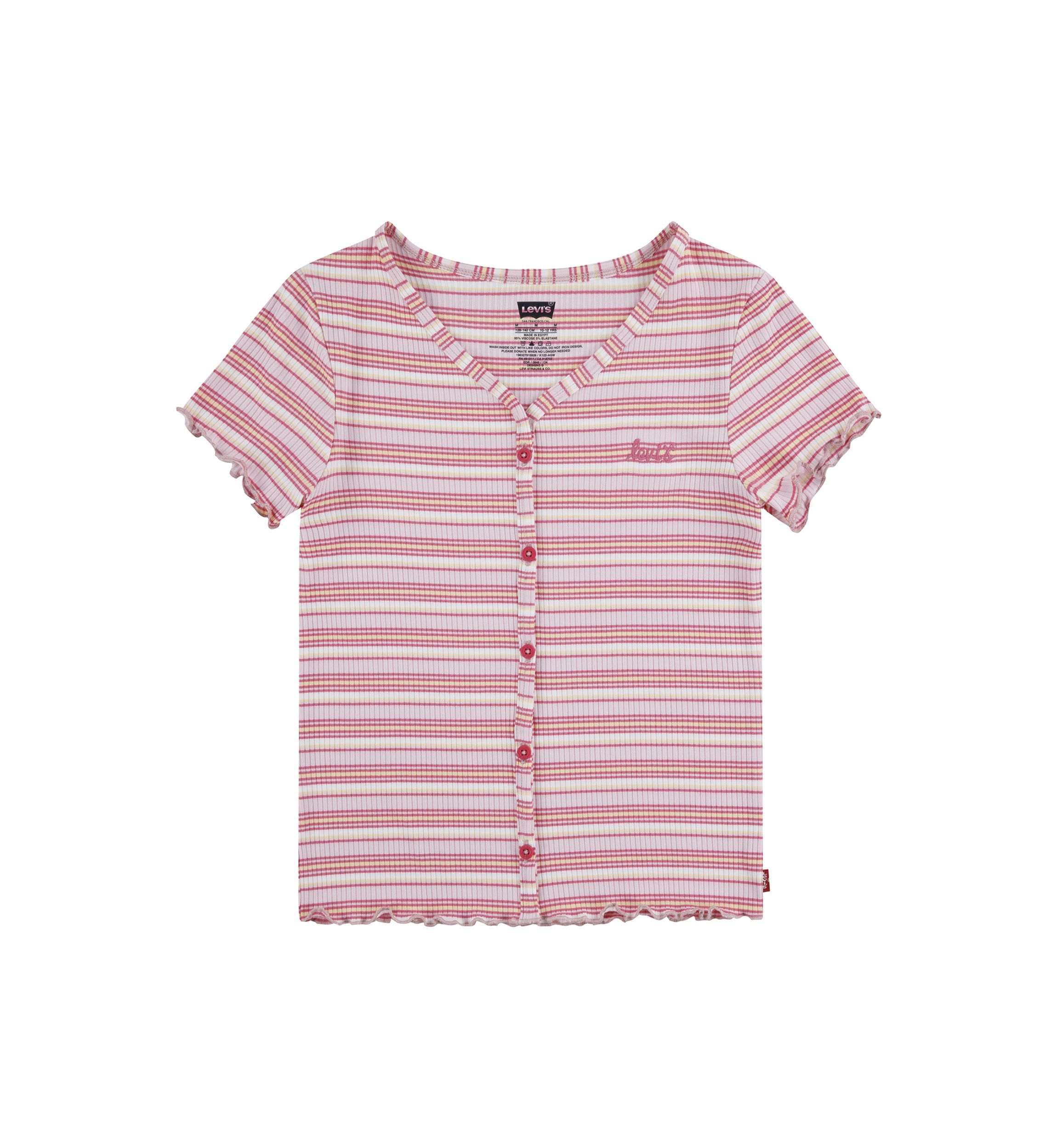 Girls 4-6x Short Sleeve Striped Meet and Greet Top