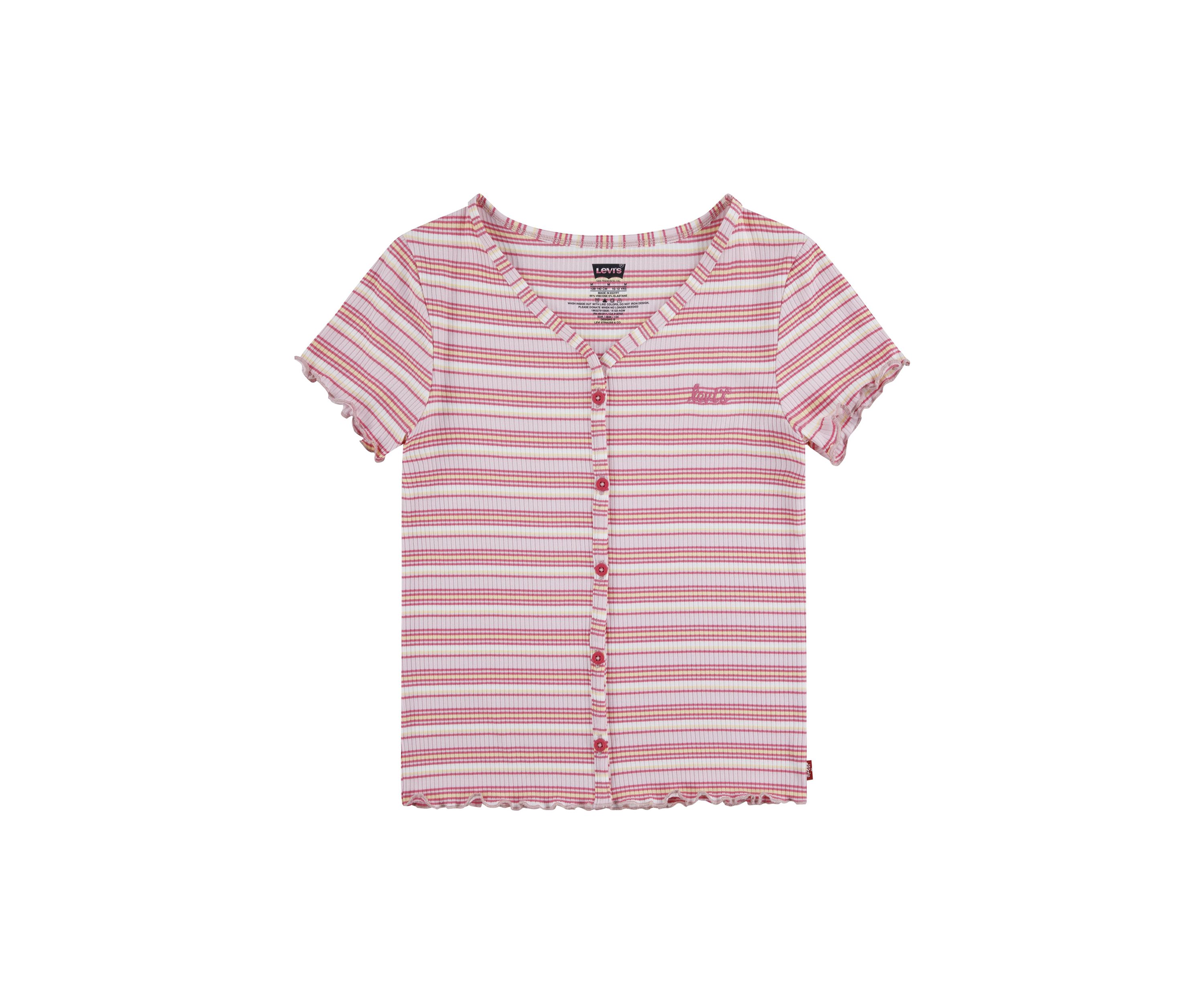 Girls 4-6x Short Sleeve Striped Meet and Greet Top