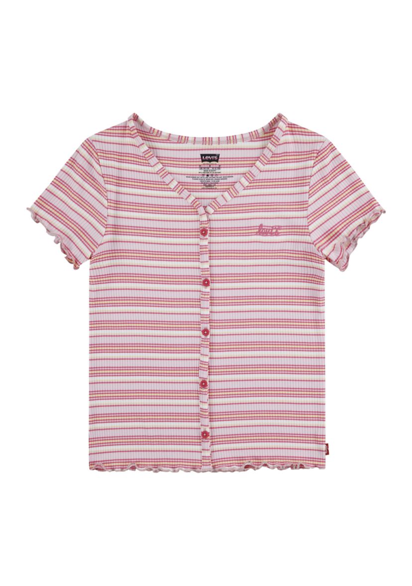 Girls 4-6x Short Sleeve Striped Meet and Greet Top