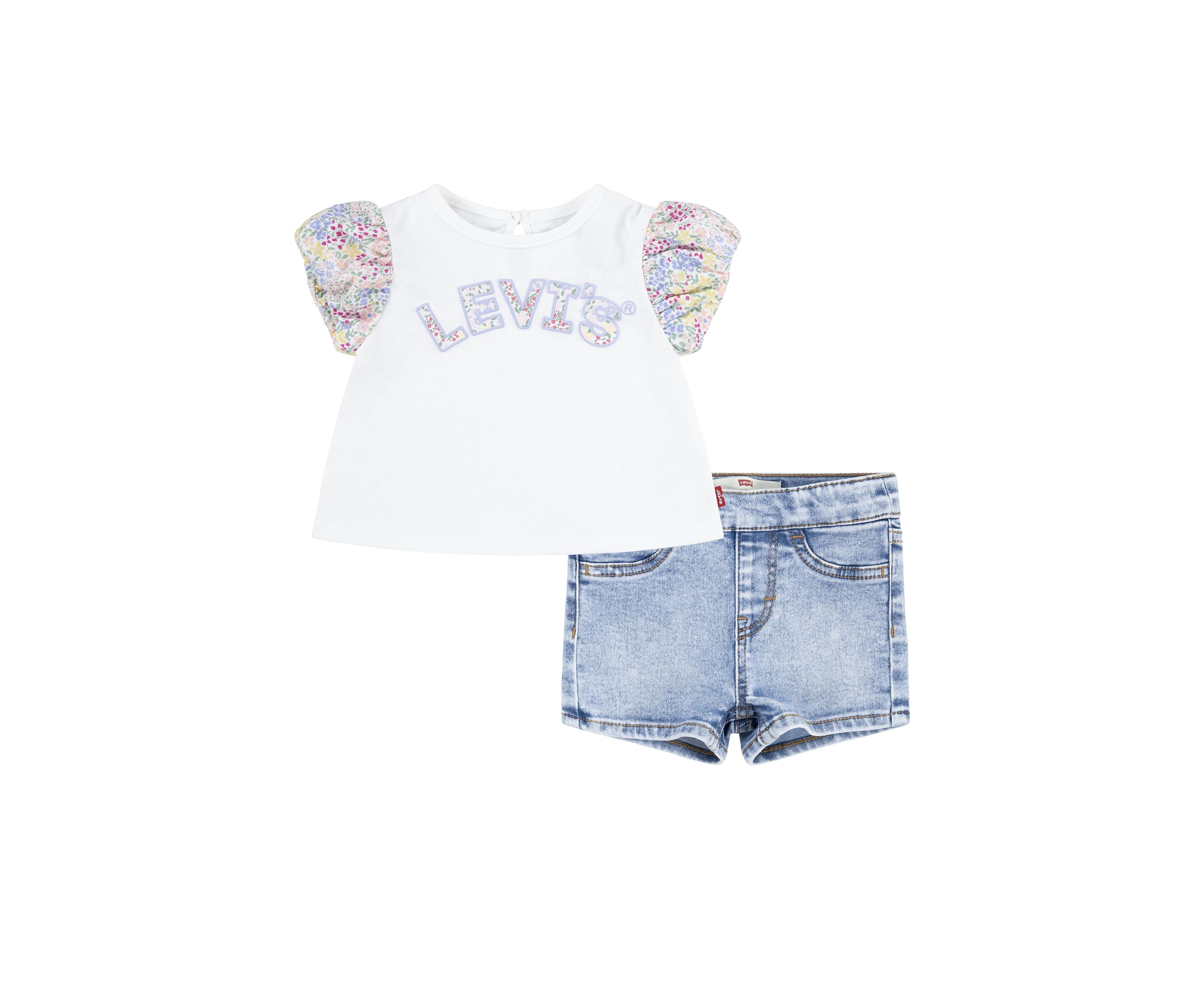 Girls 4-6x Floral Sleeve T-Shirt and Shorts Set