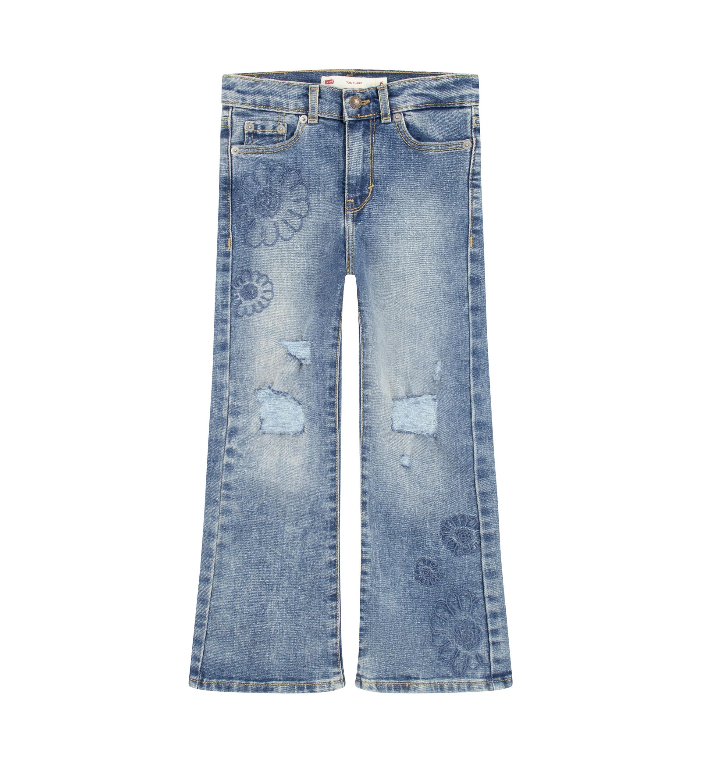 Girls 4-6x Flare Jeans with Embroideries
