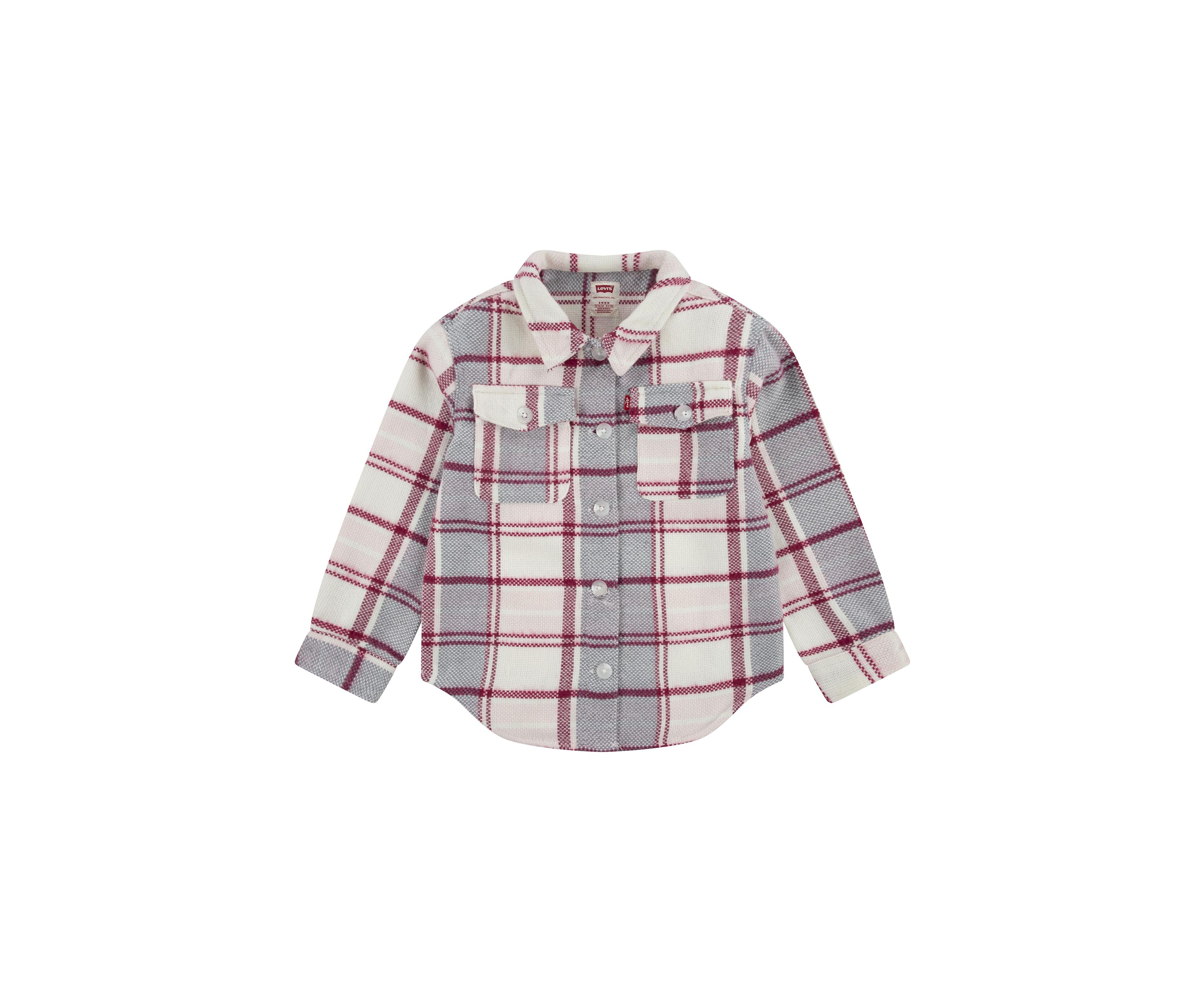 Girls 4-6x Oversized Plaid Printed Shirt