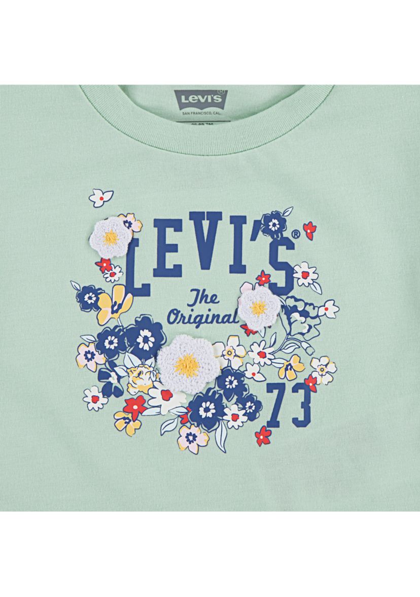 Girls 4-6x Graphic Flutter Sleeve T-Shirt and Denim Shorts Set