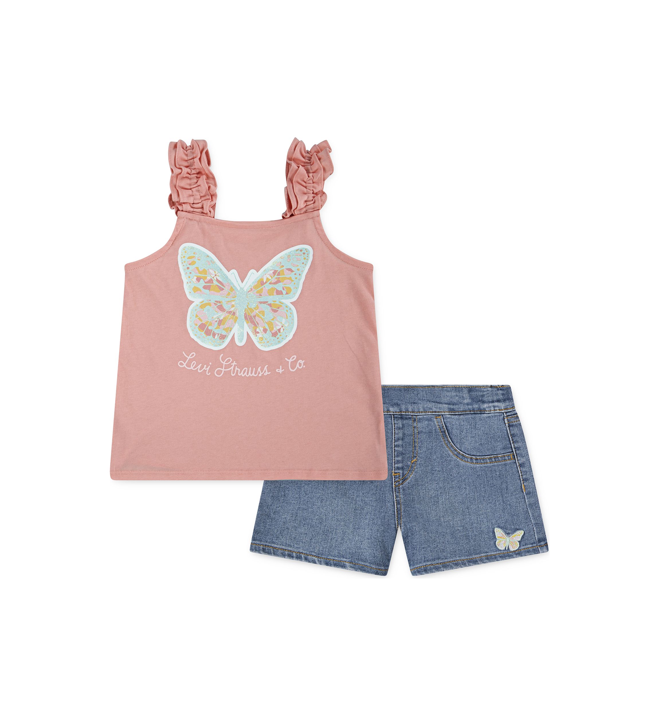 Girls 4-6x Ruffle Strap Tank Top and Shorts Set