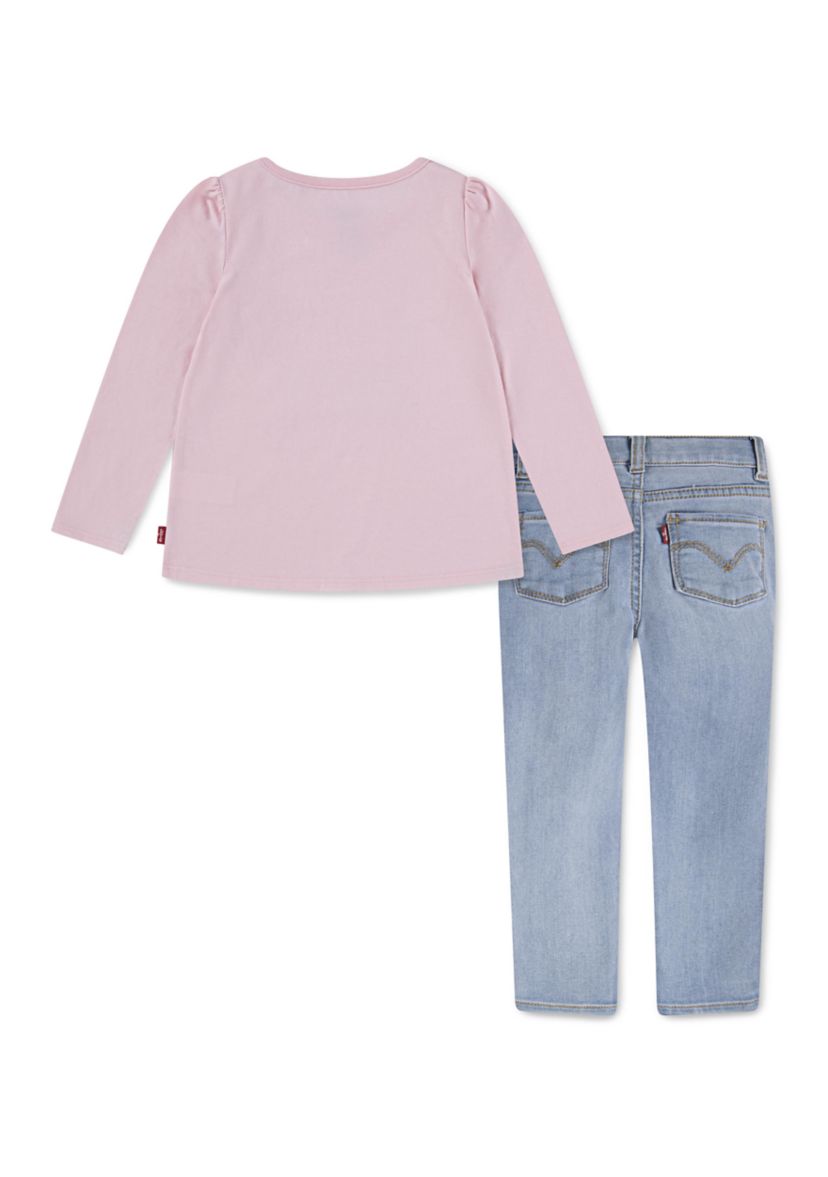 Girls 4-6x Graphic Sweatshirt and Star Knee Jeans Set