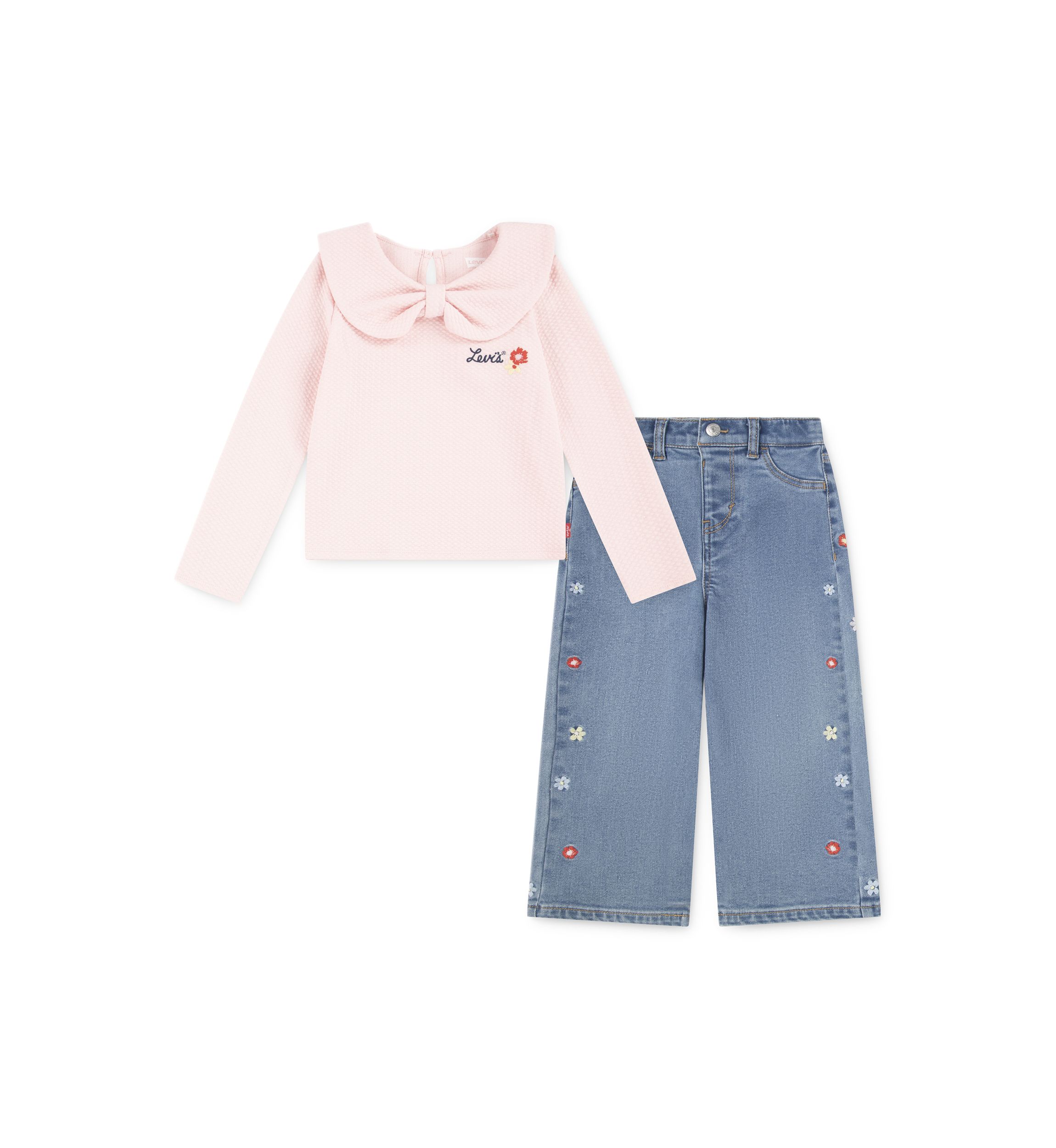 Girls 4-6x Collared Top and Wide Leg Pants Set 