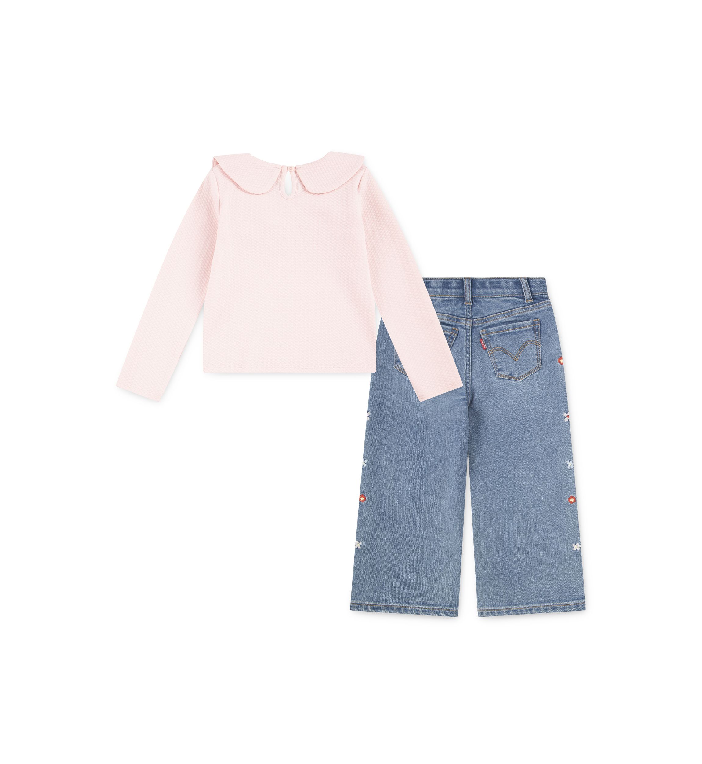 Girls 4-6x Collared Top and Wide Leg Pants Set 