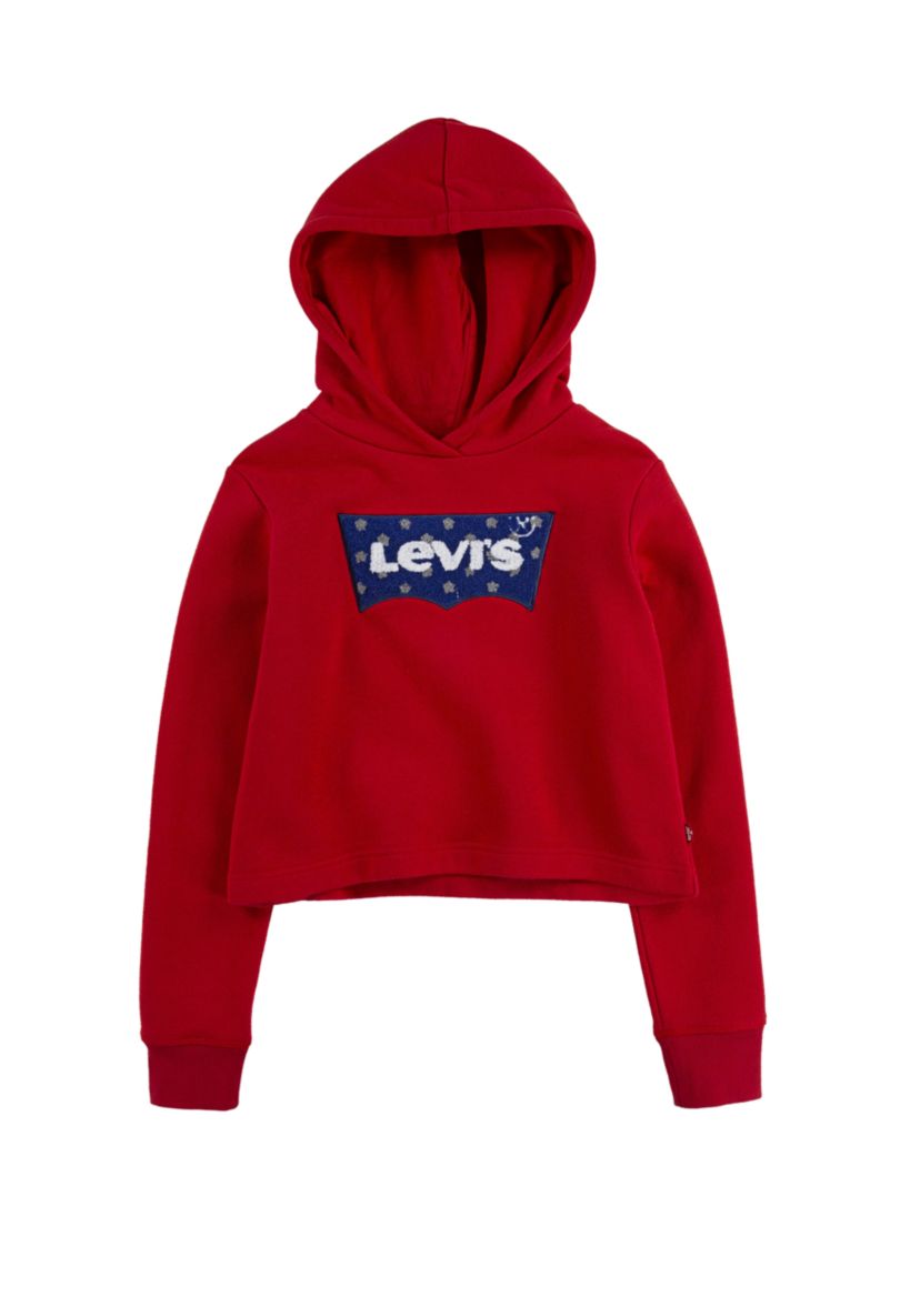 Girls 7-16 Chenille Patched Crop Hoodie