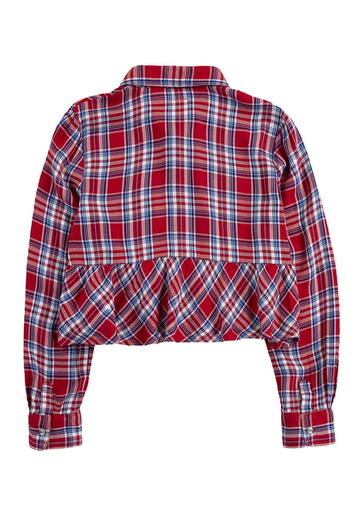 Girls 7-16 Red Plaid Peplum Flannel