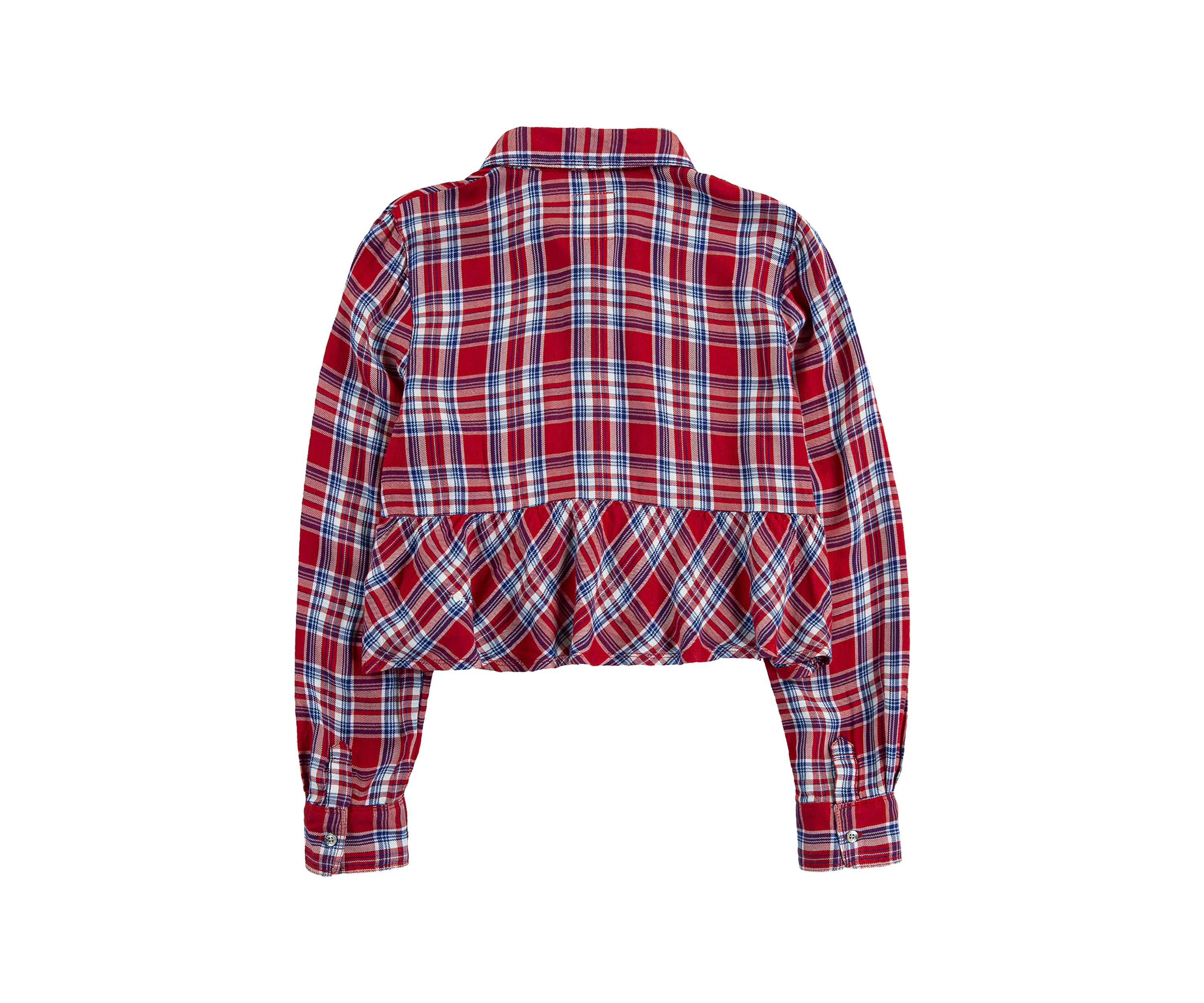 Girls 7-16 Red Plaid Peplum Flannel