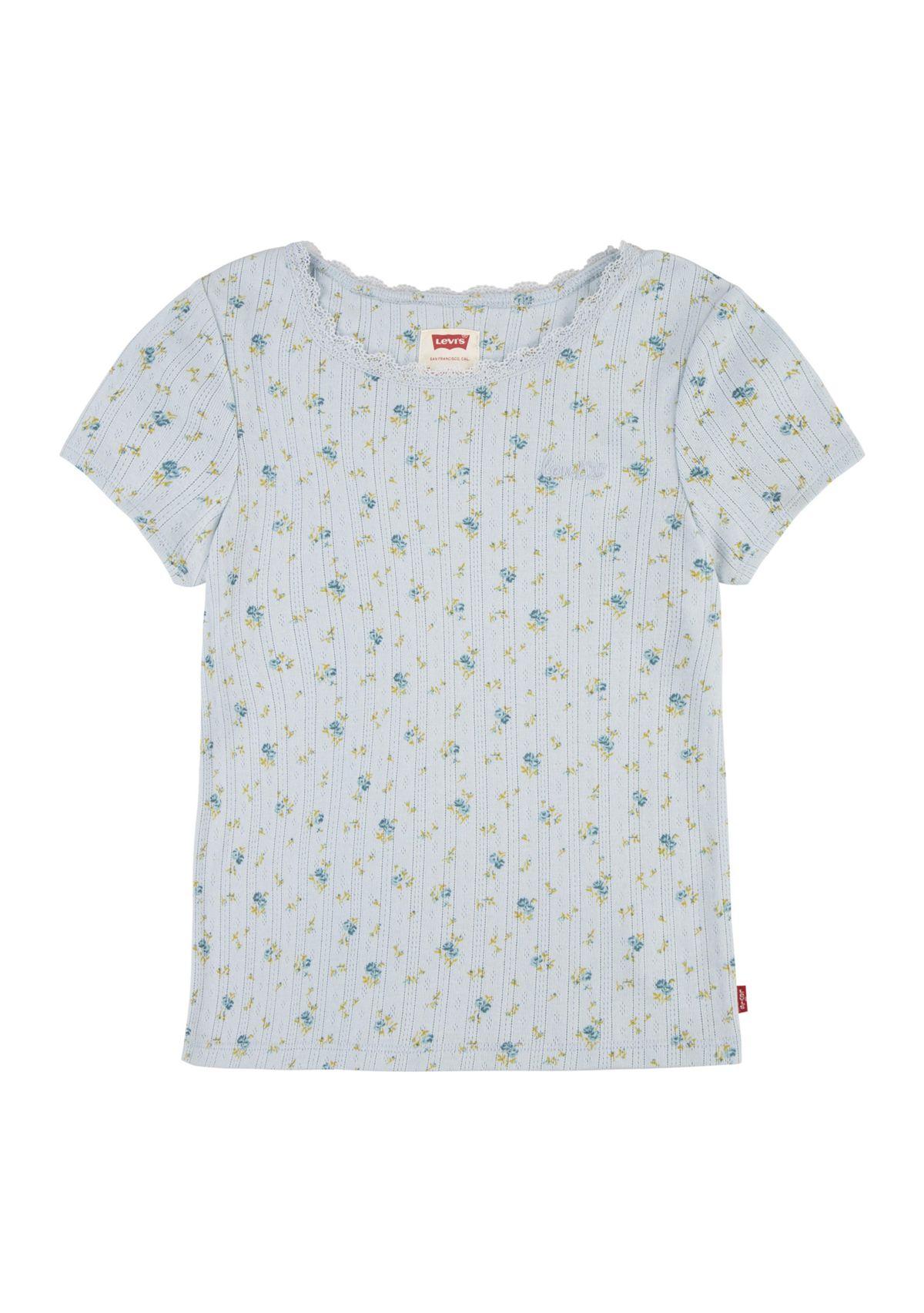 Girls 7-16 Short Sleeve Lace Scoop Neck T-Shirt 