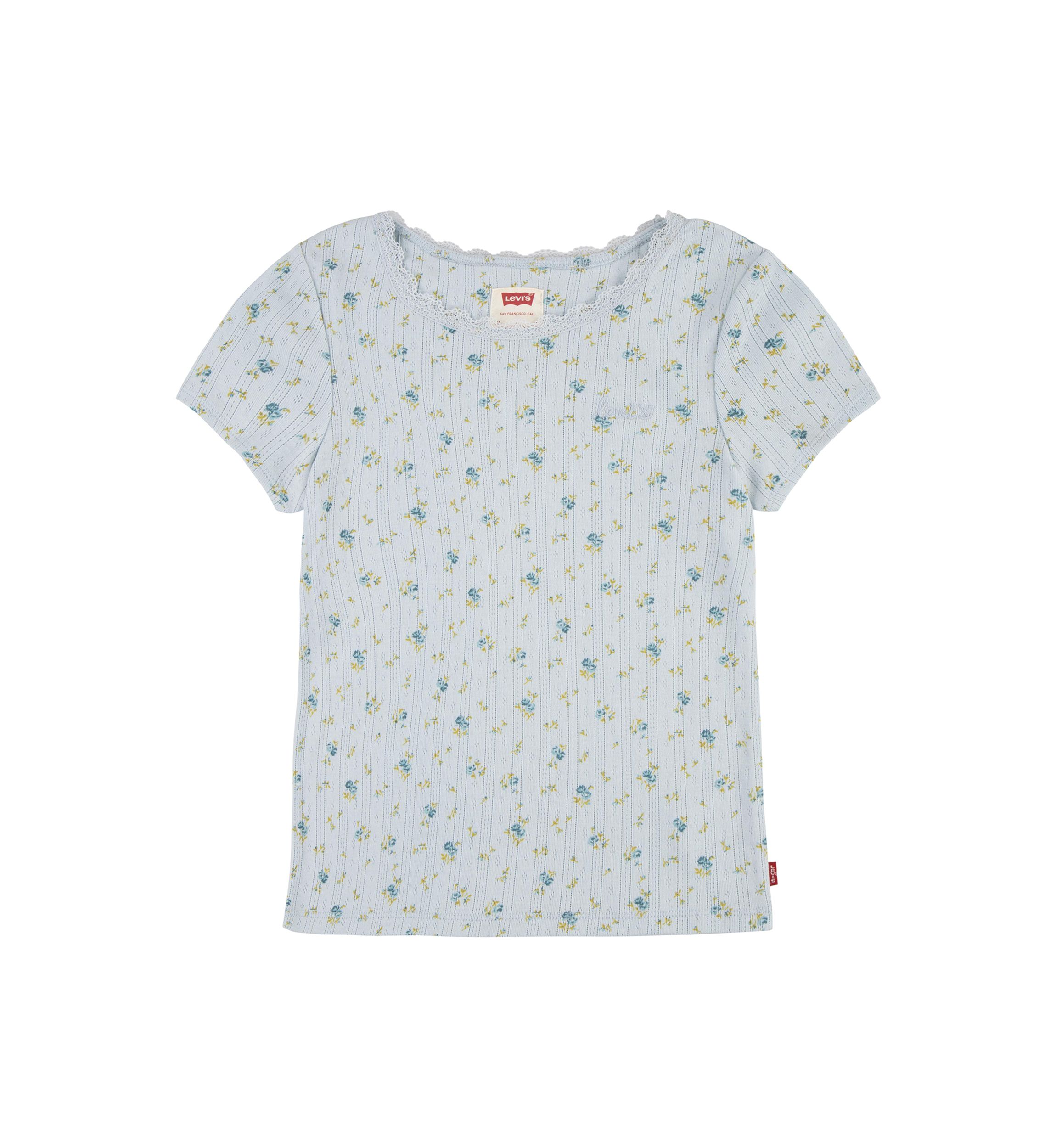 Girls 7-16 Short Sleeve Lace Scoop Neck T-Shirt 