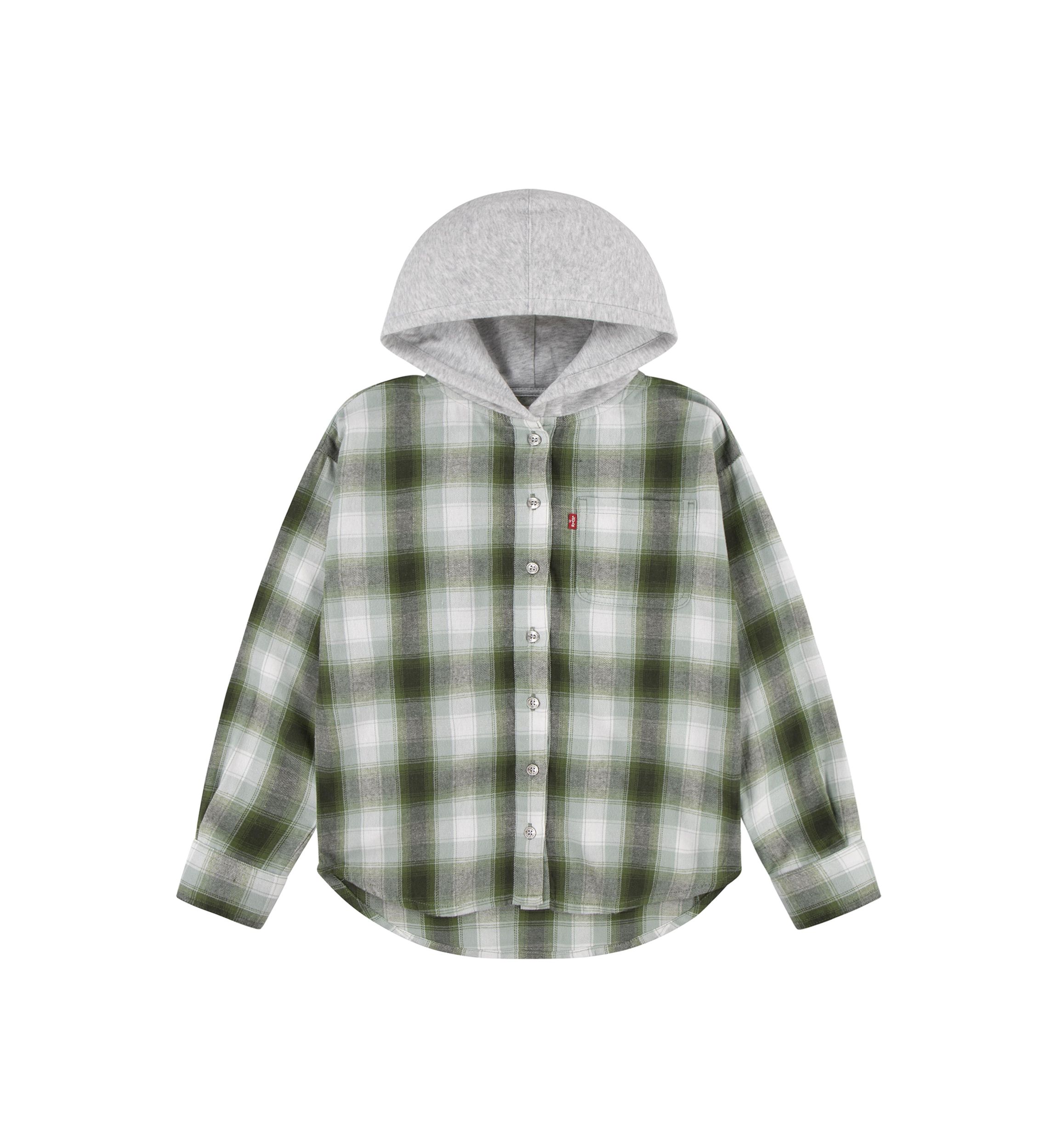 Girls 7-16 Plaid Woven Shirt with Hood