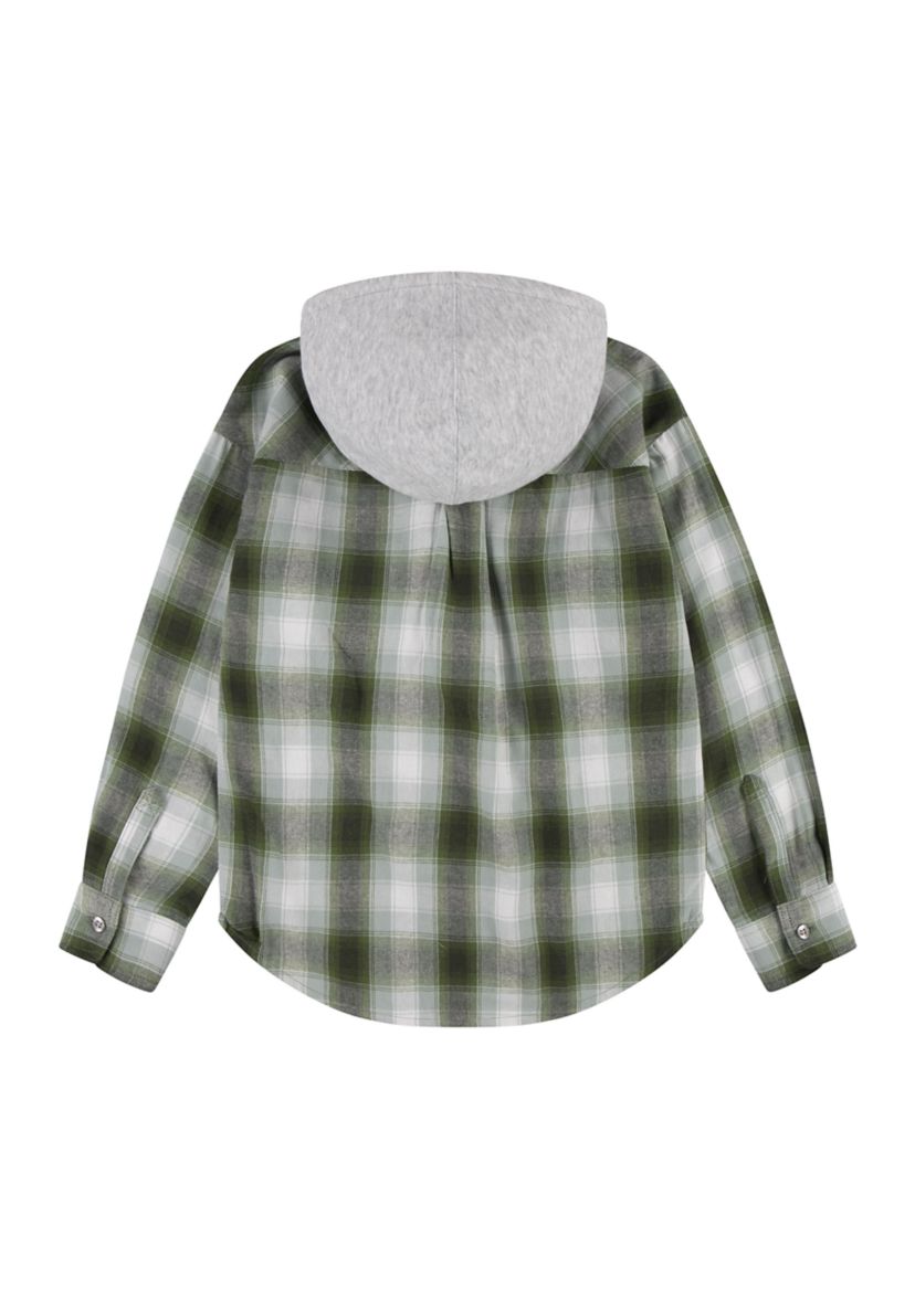 Girls 7-16 Plaid Woven Shirt with Hood