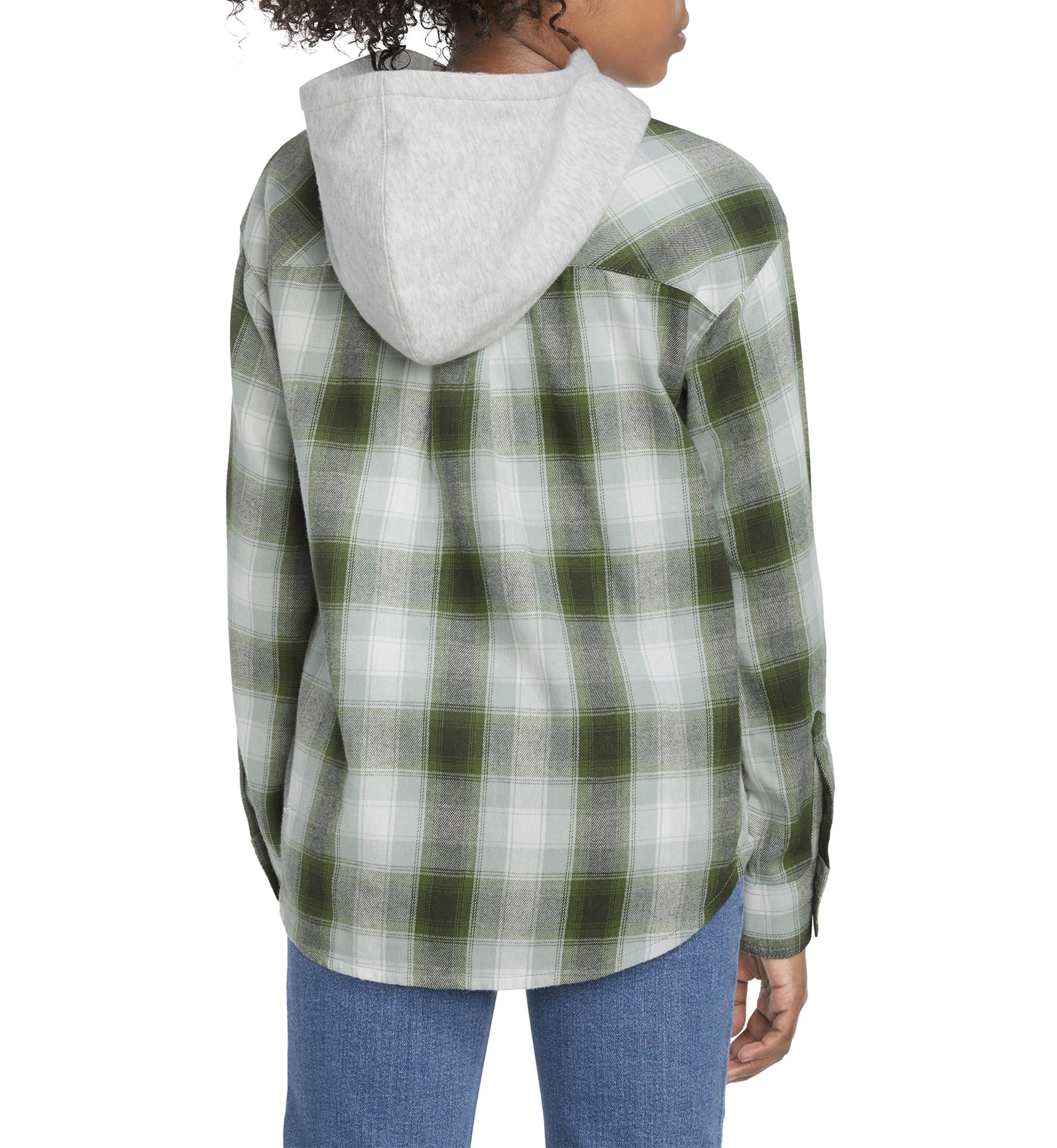 Girls 7-16 Plaid Woven Shirt with Hood