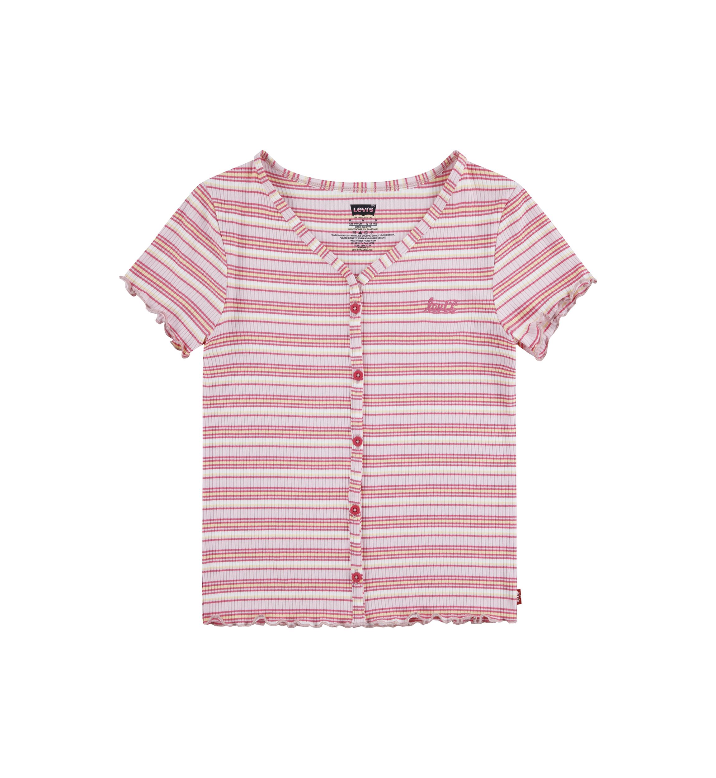 Girls 7-16 Short Sleeve Stripe Meet and Greet Top