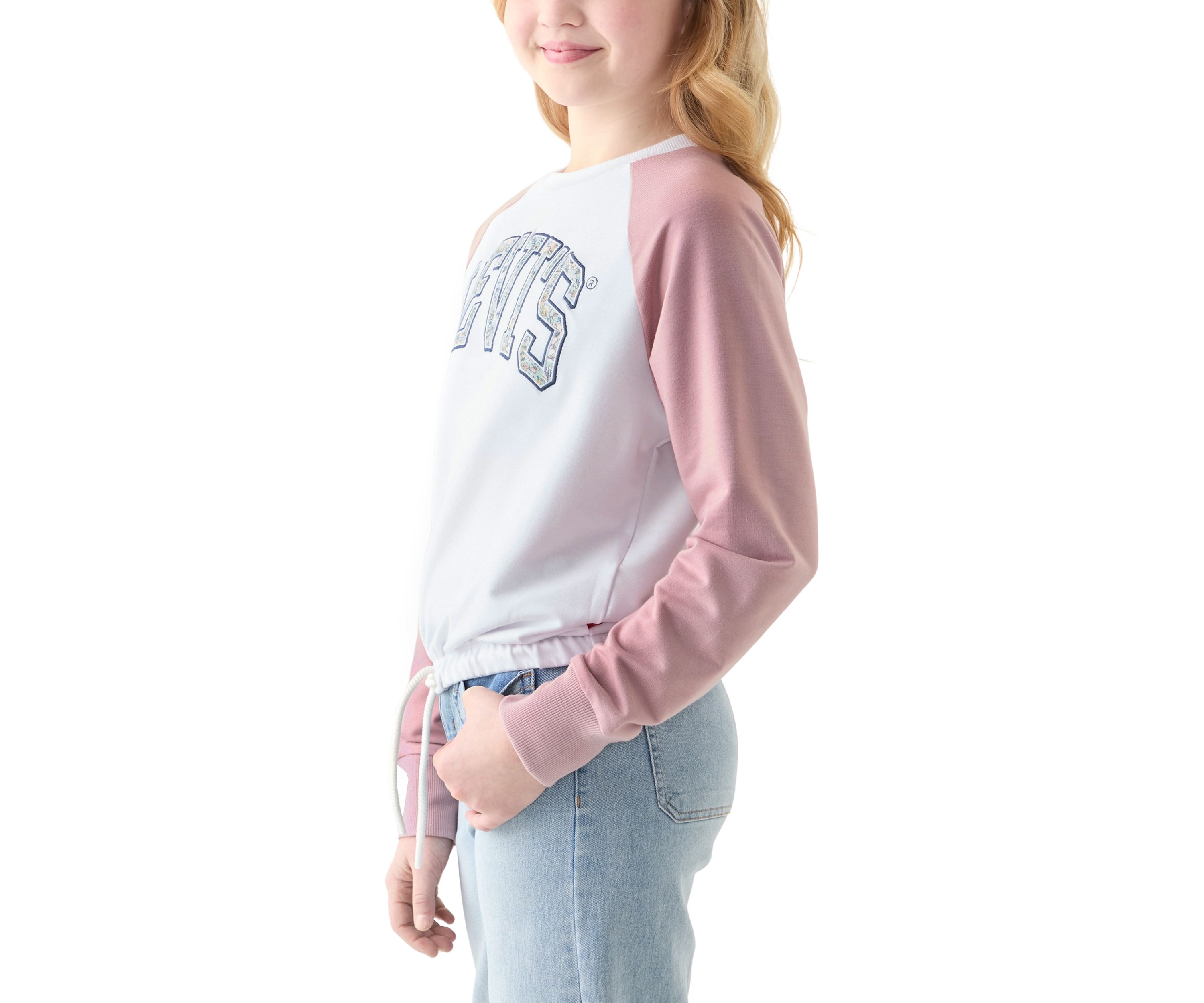 Girls 7-16 Collegiate Florals Embroidered Top