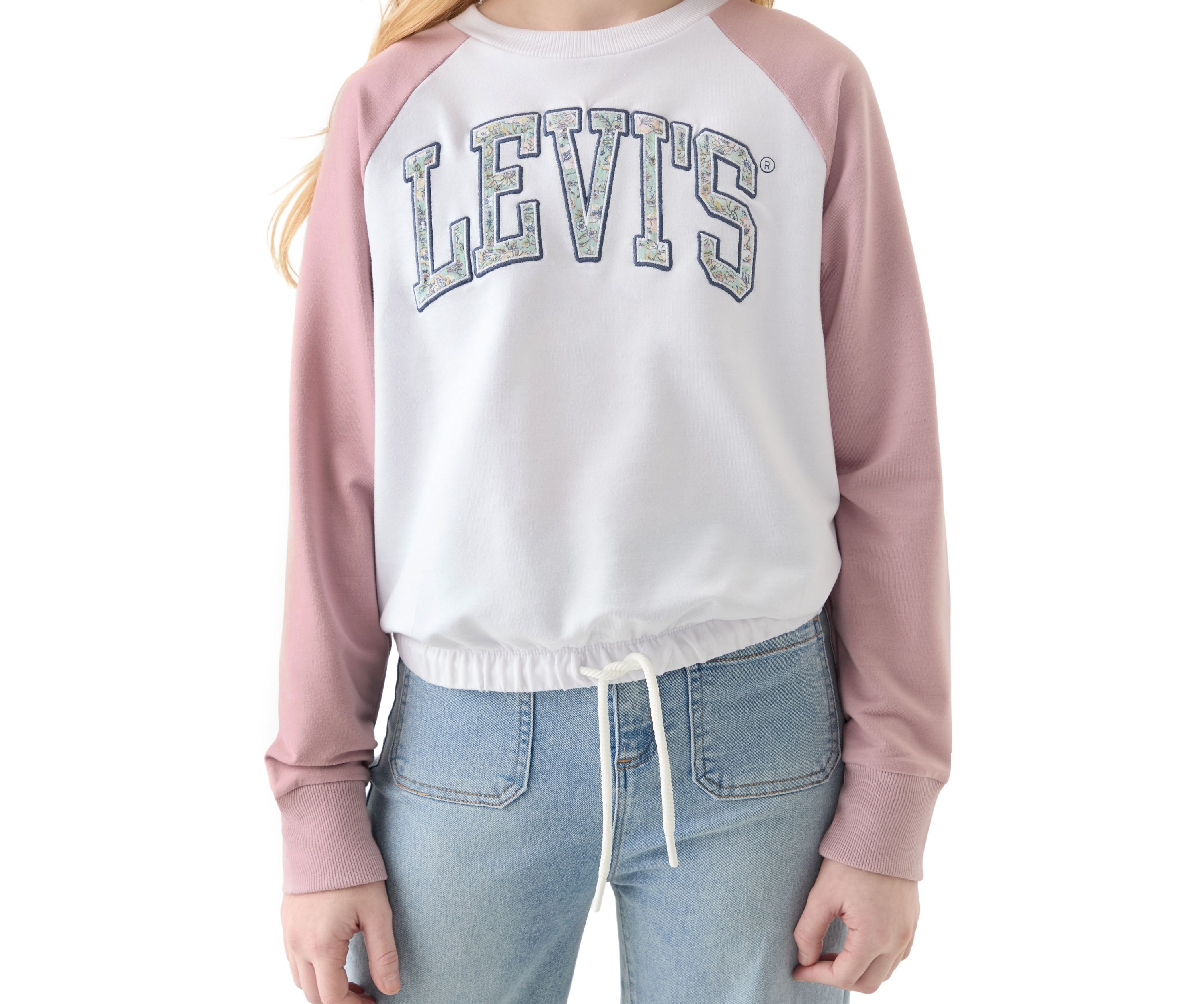 Girls 7-16 Collegiate Florals Embroidered Top