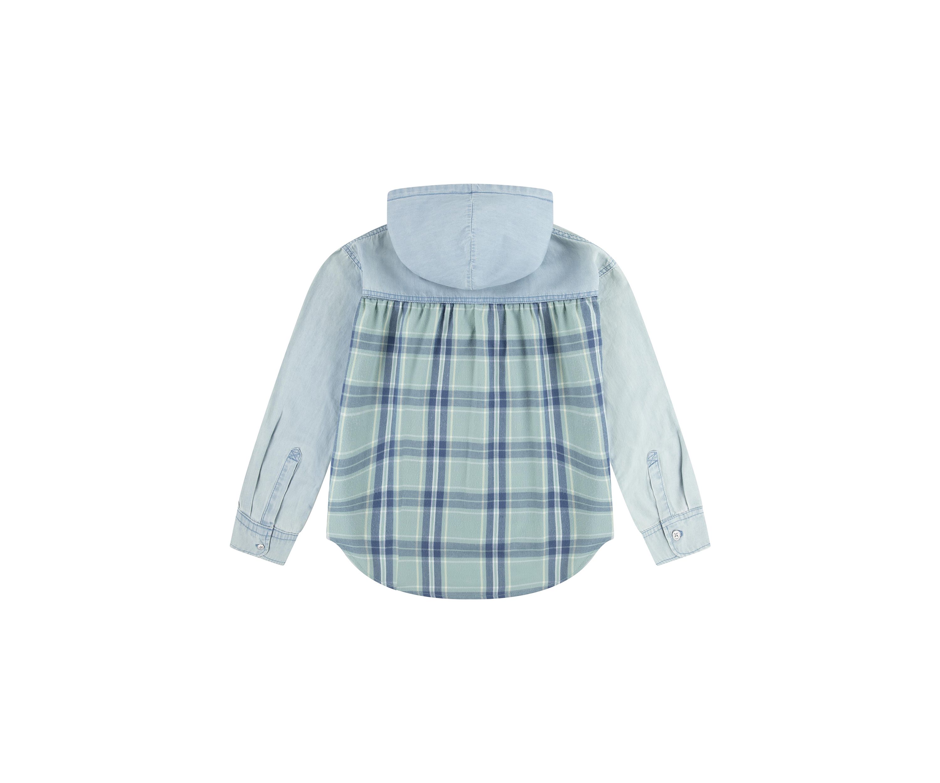 Girls 7-16 Mixed Woven Hooded Shirt