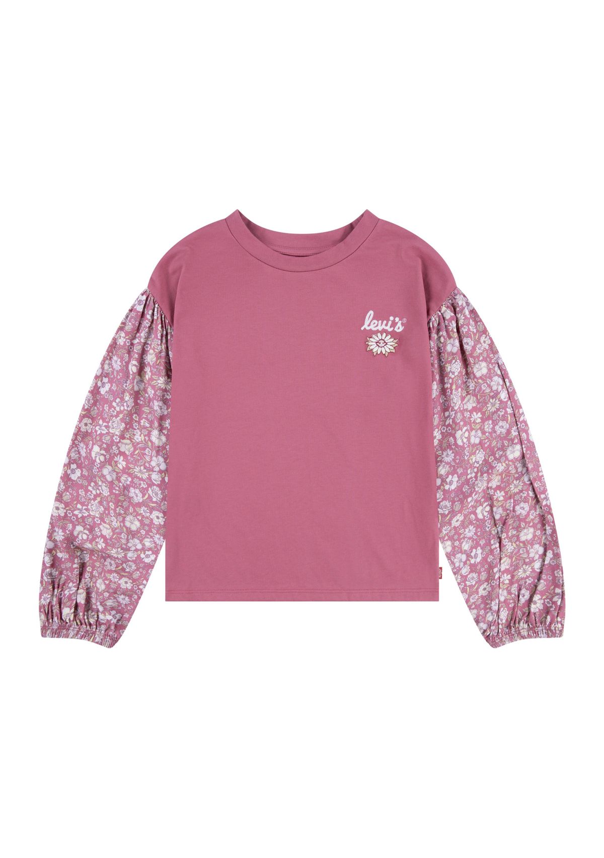 Girls 7-16 Woven Knit Printed Sleeve Top