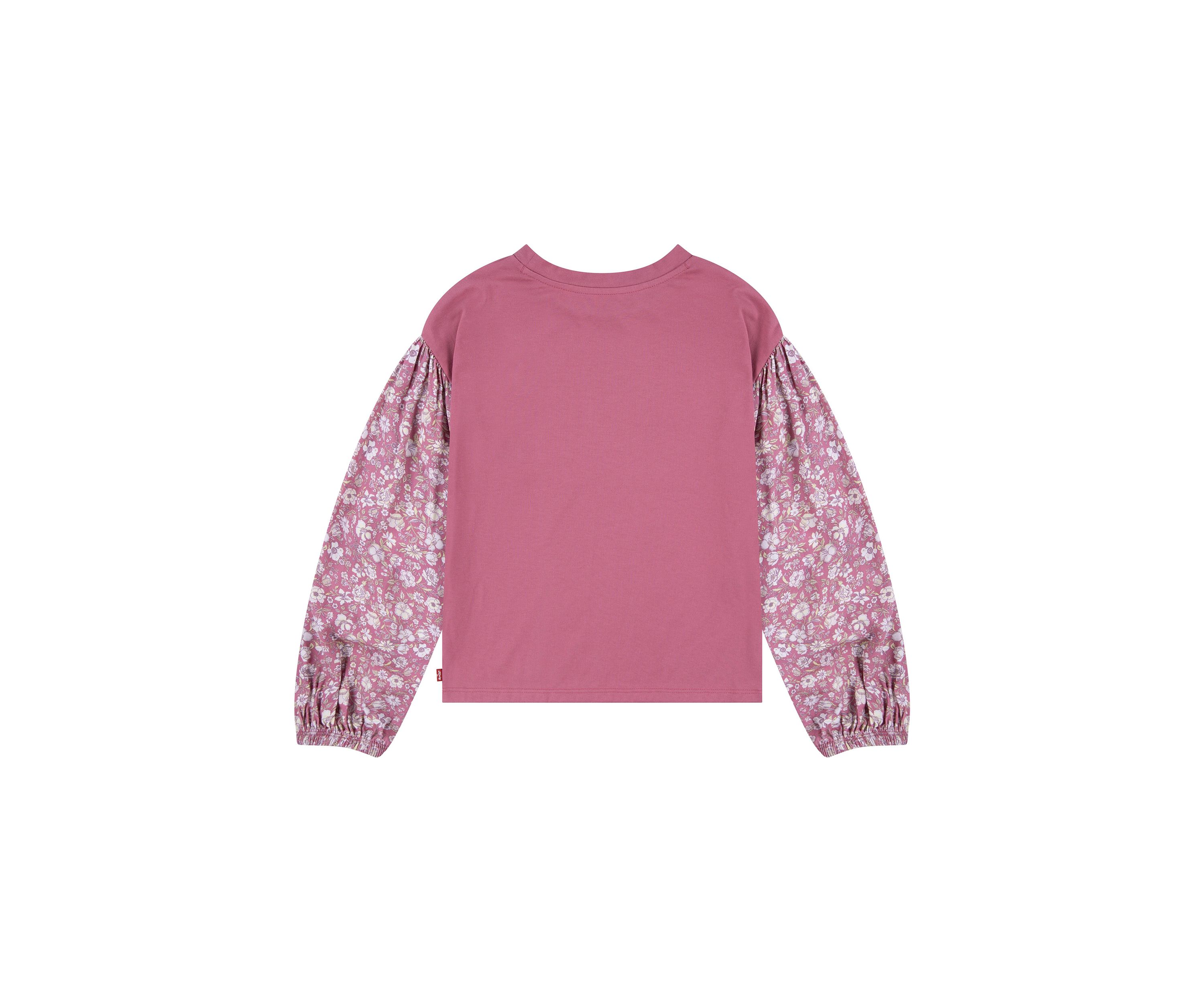 Girls 7-16 Woven Knit Printed Sleeve Top