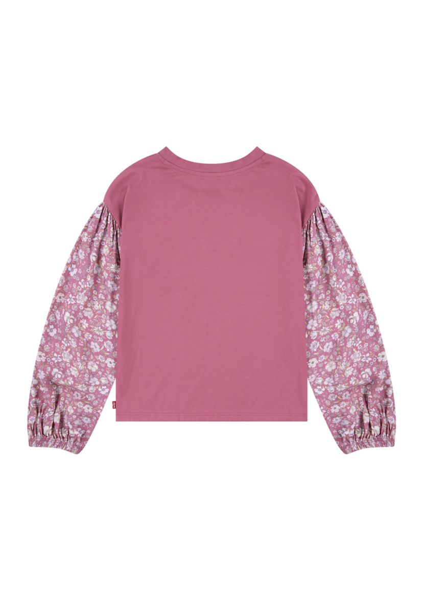 Girls 7-16 Woven Knit Printed Sleeve Top
