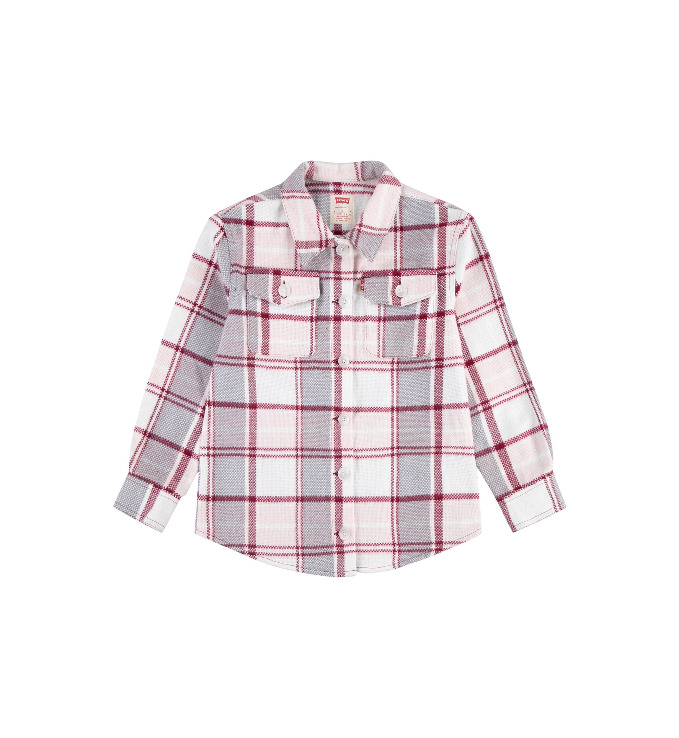 Girls 7-16 Oversized Plaid Printed Shirt