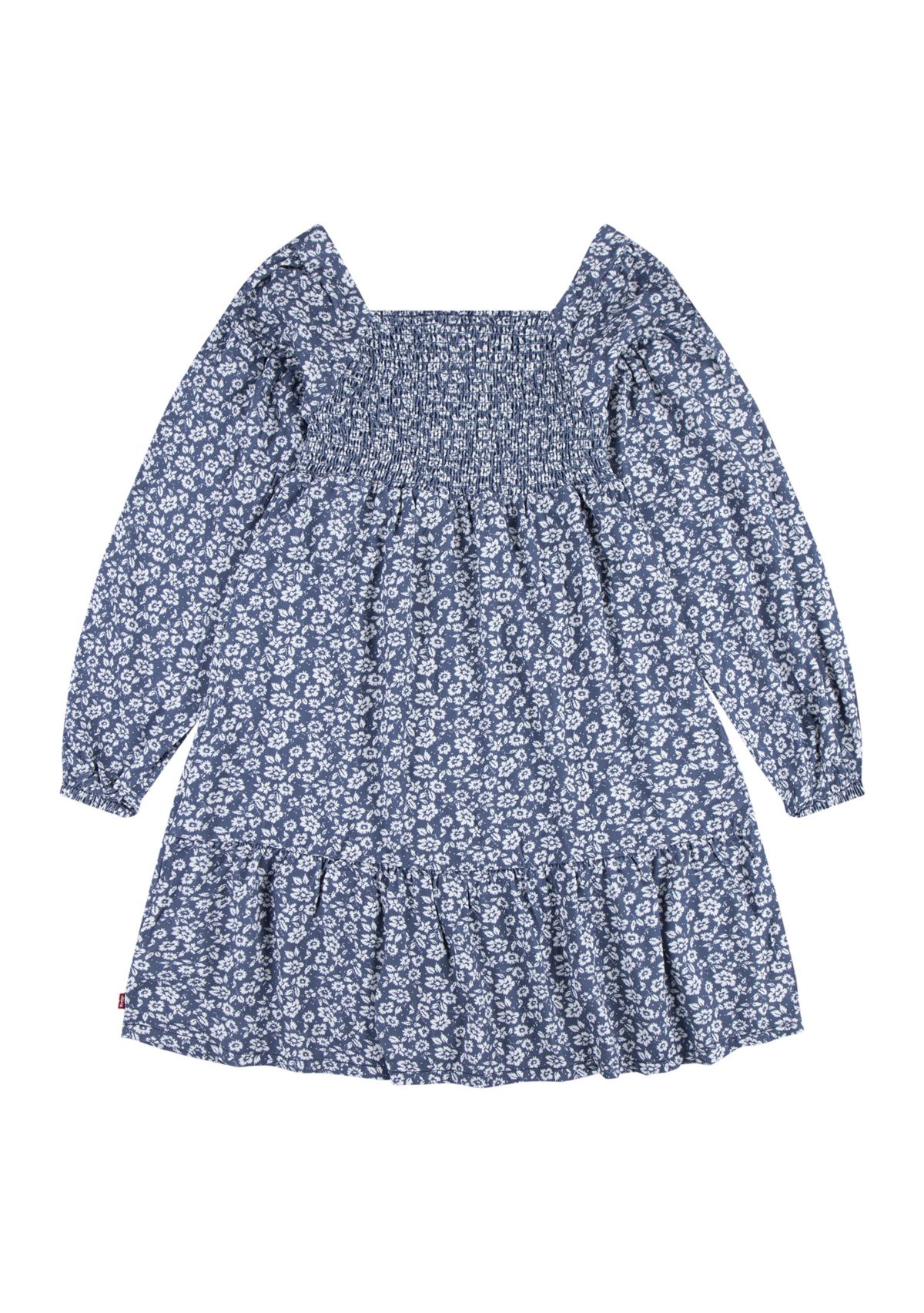 Girls 7-16 Smocked Printed Dress