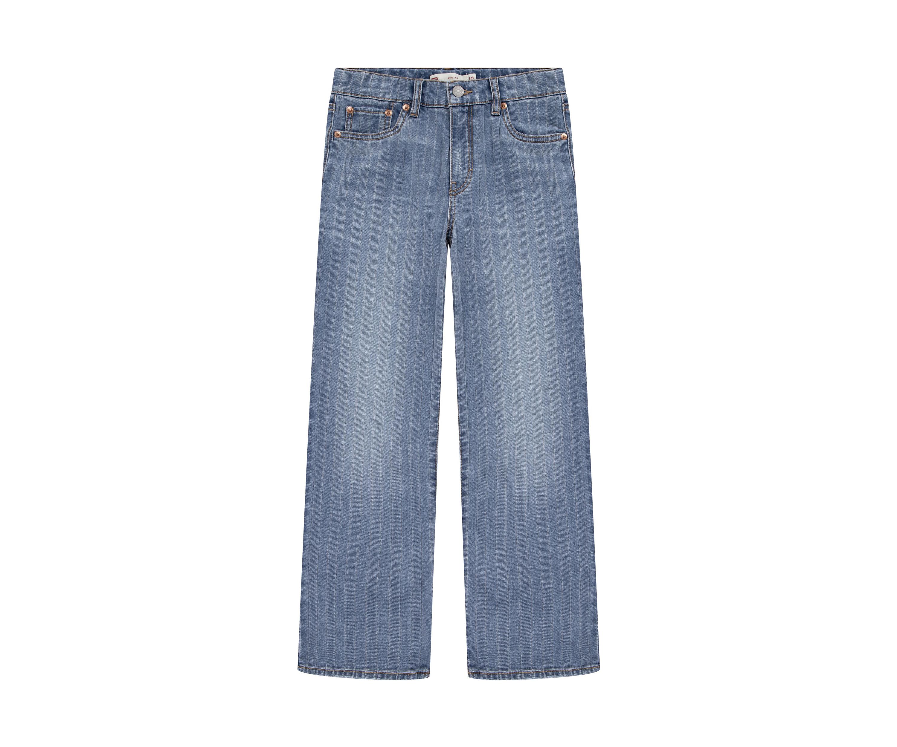 Girls 7-16 Textured Stripe Wide Leg Jeans
