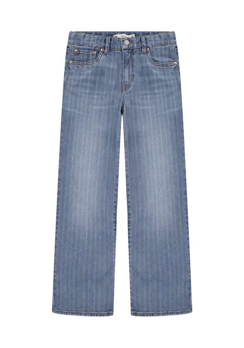 Girls 7-16 Textured Stripe Wide Leg Jeans
