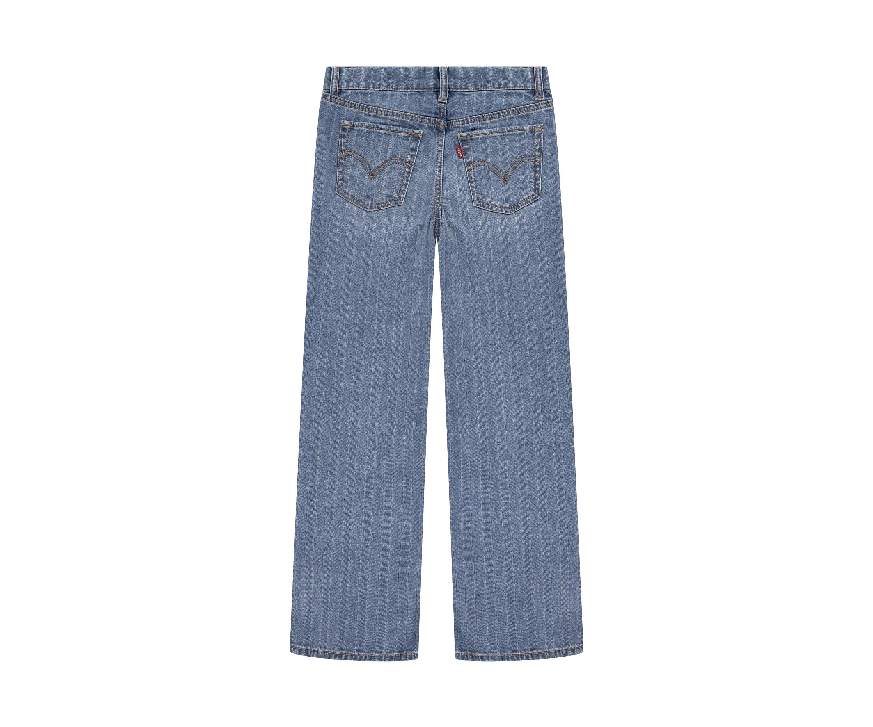 Girls 7-16 Textured Stripe Wide Leg Jeans