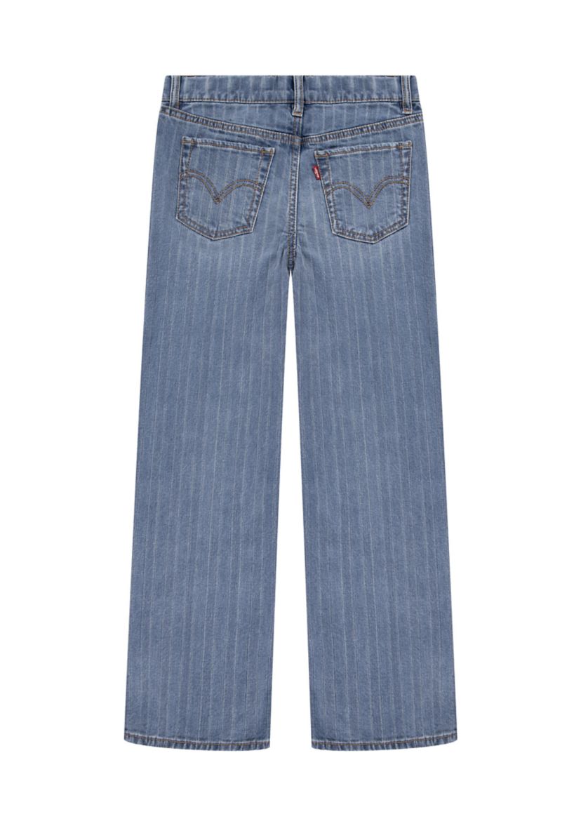Girls 7-16 Textured Stripe Wide Leg Jeans