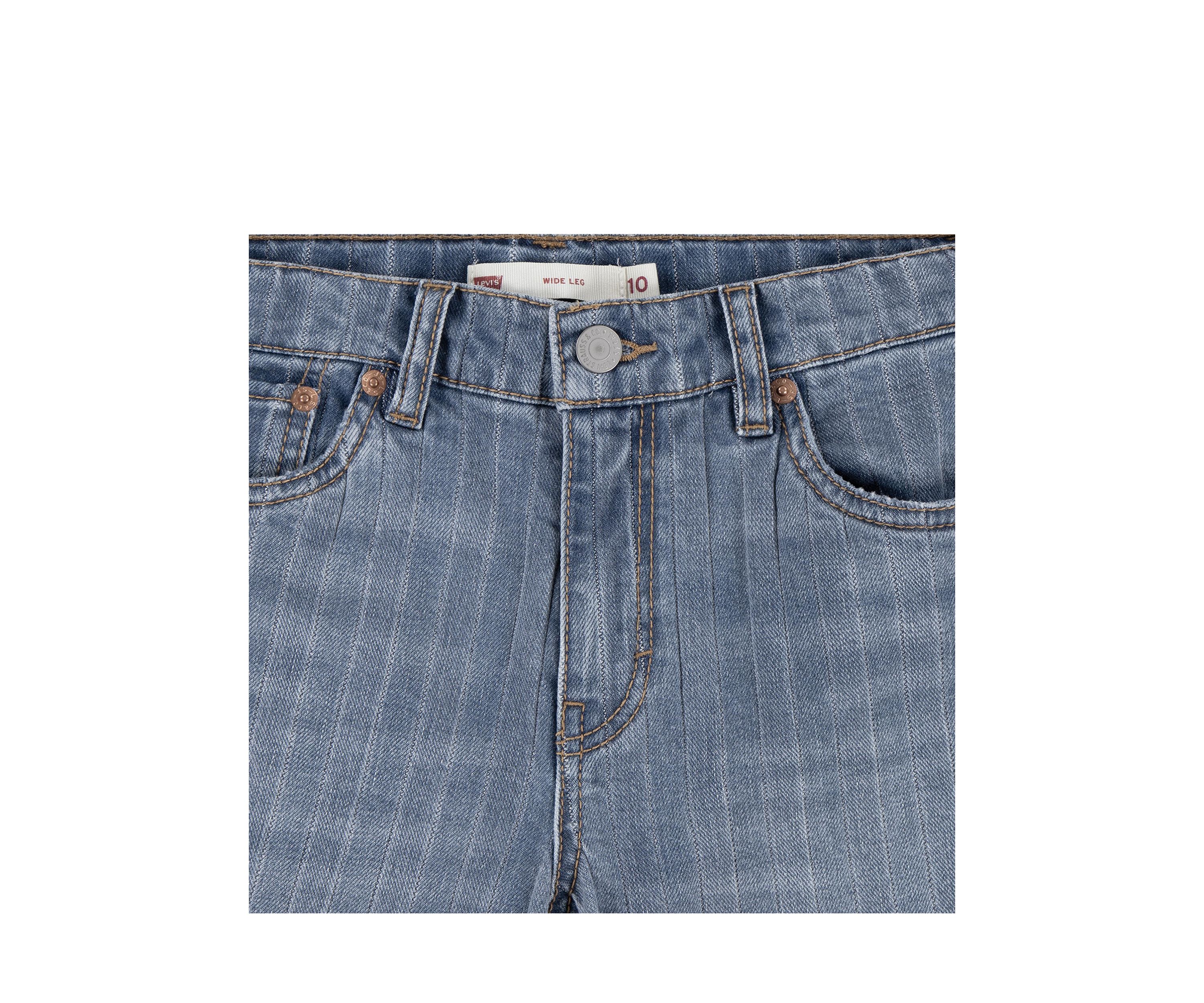 Girls 7-16 Textured Stripe Wide Leg Jeans