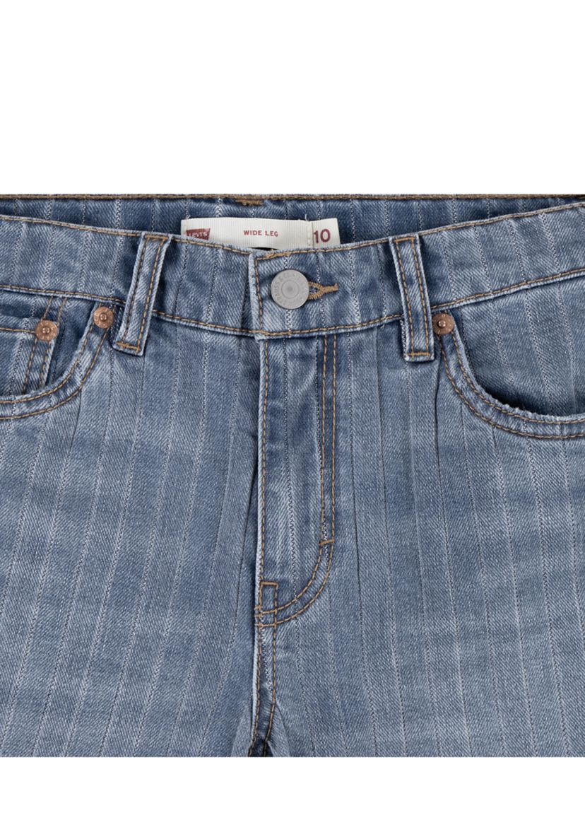 Girls 7-16 Textured Stripe Wide Leg Jeans