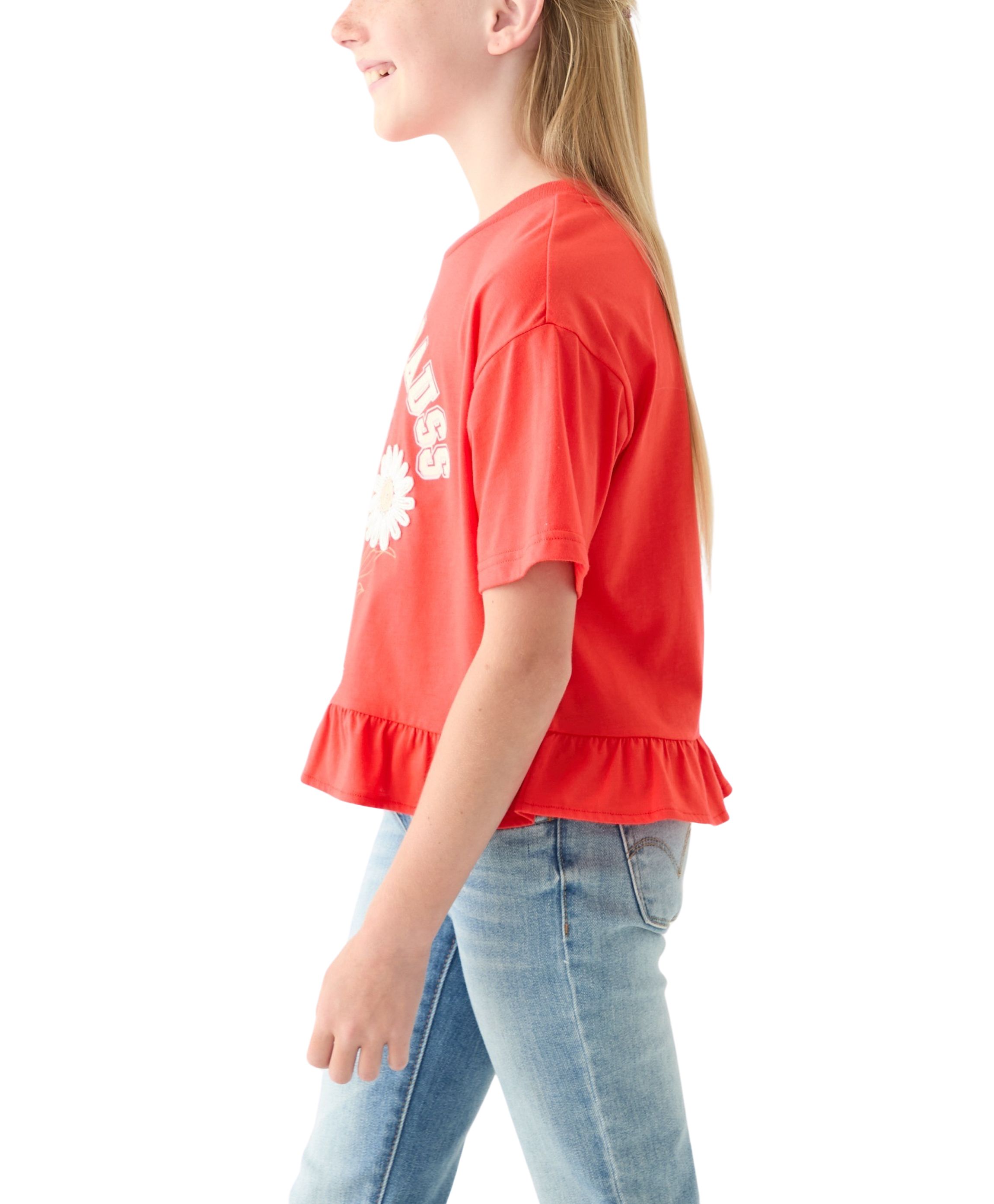 Girls 7-16 Flower Logo Peplum Top 