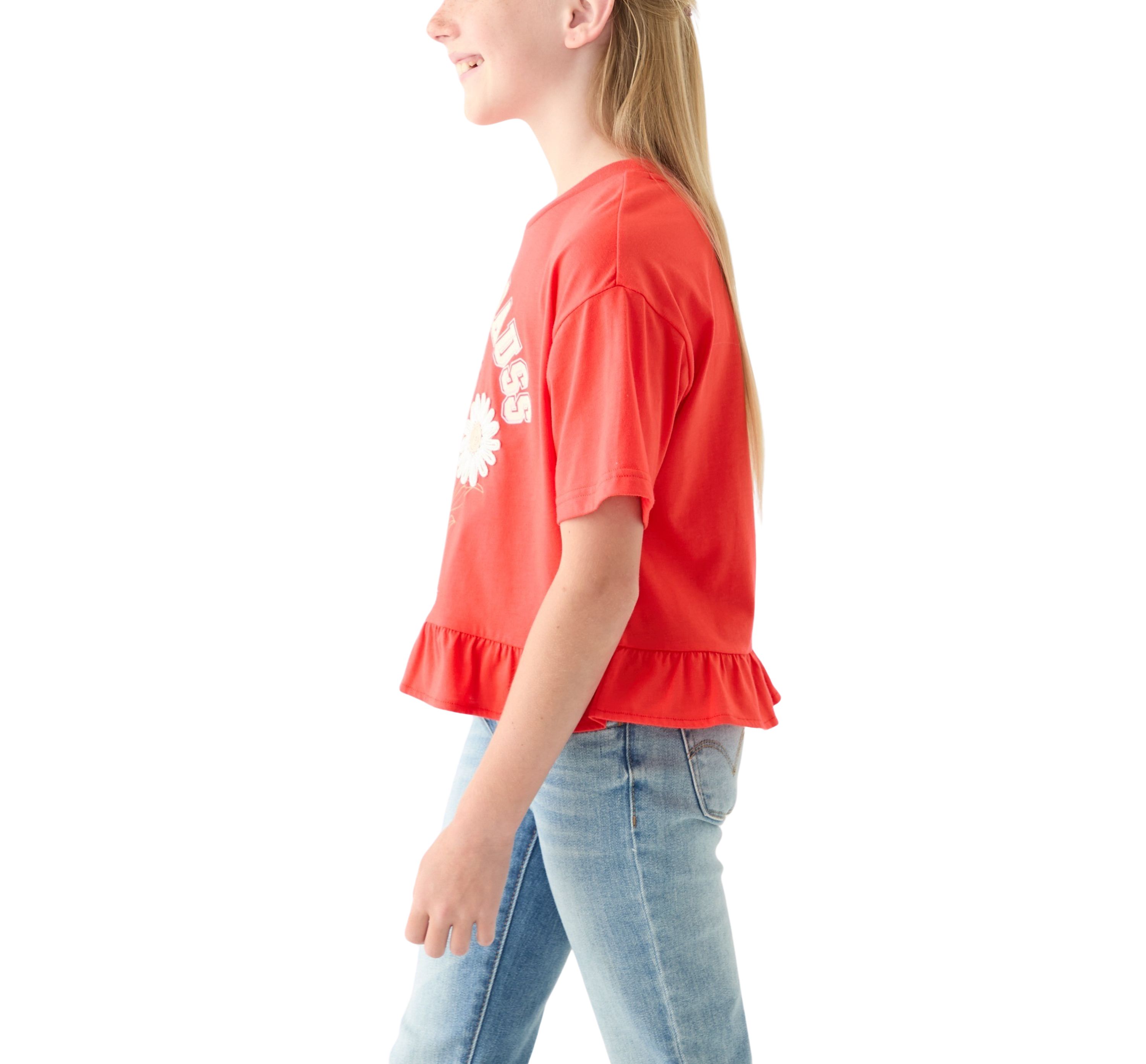 Girls 7-16 Flower Logo Peplum Top 