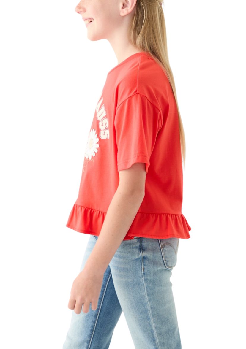 Girls 7-16 Flower Logo Peplum Top 