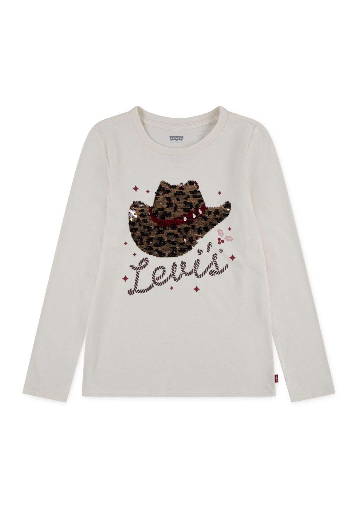 Girls 7-16 Long Sleeve Animal-Print Cowgirl Hat Graphic T-Shirt 
