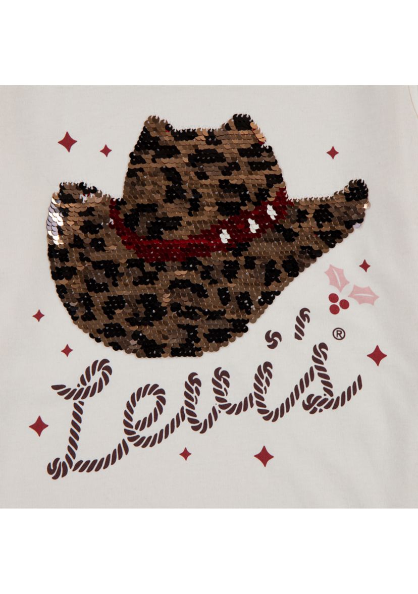 Girls 7-16 Long Sleeve Animal-Print Cowgirl Hat Graphic T-Shirt 