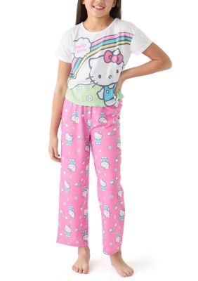 Komar Kids Girls 4-10 3 Piece Hello Kitty Pajama Set, White