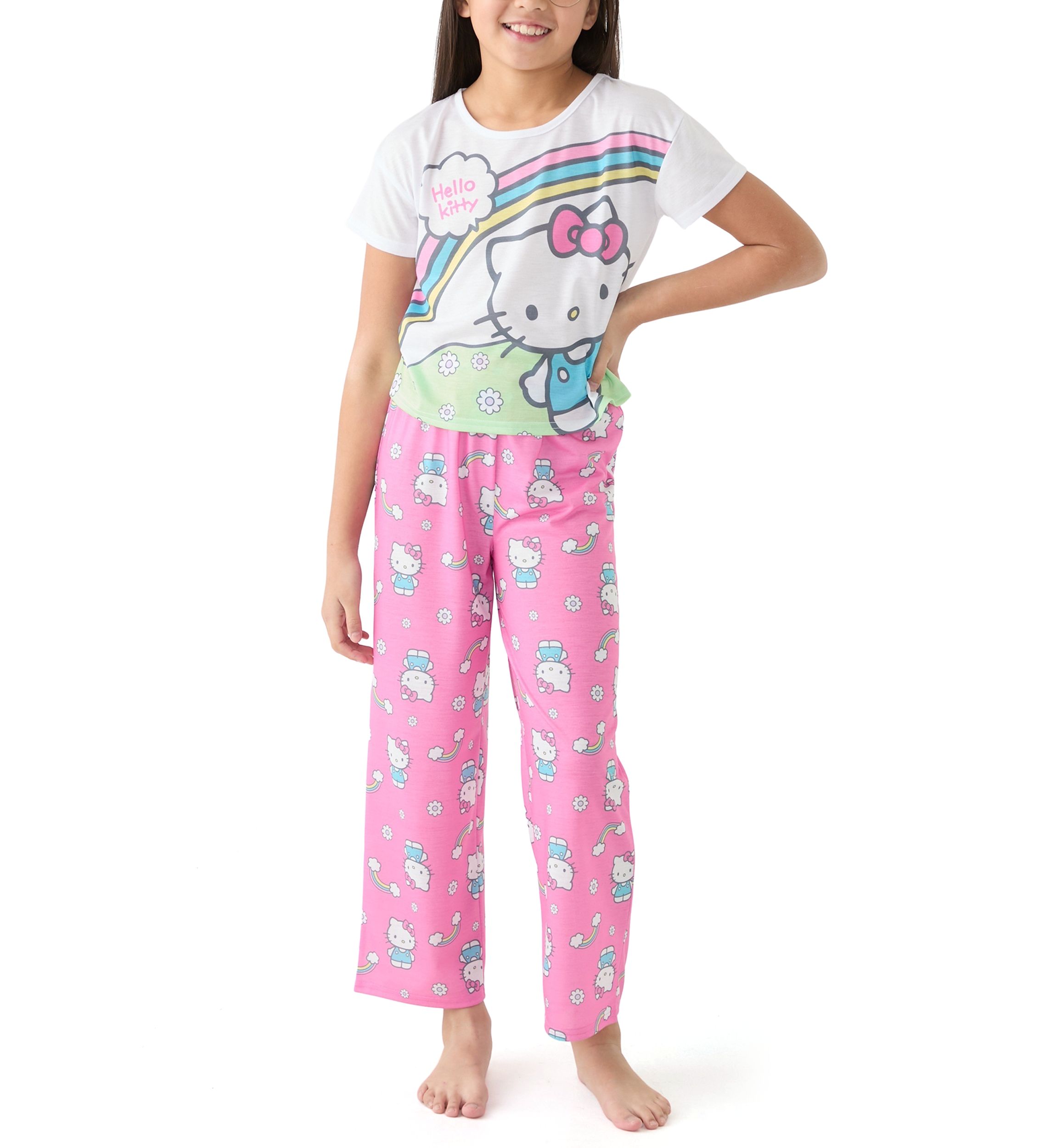 Girls 4-10 3 Piece Hello Kitty Pajama Set
